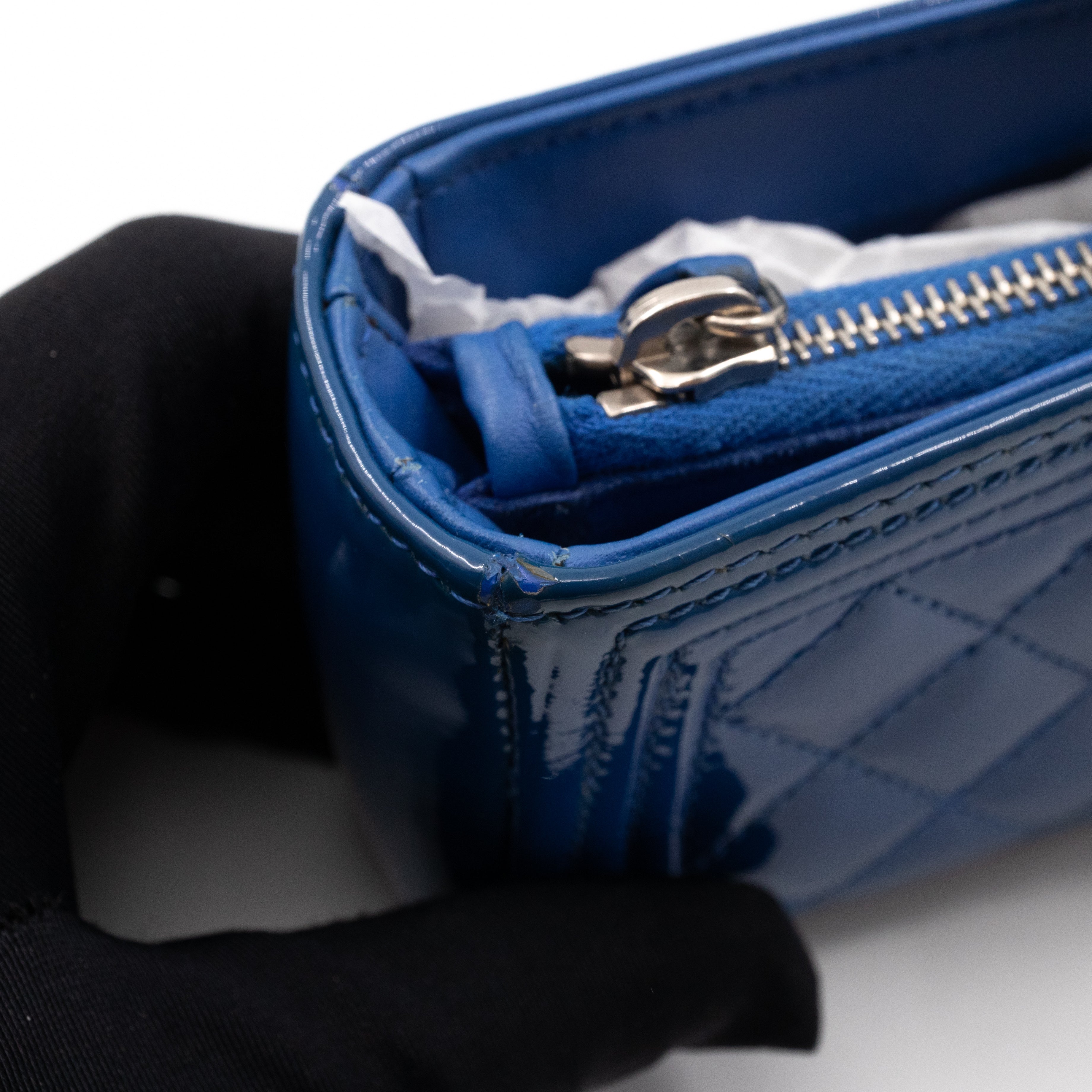 Mini Phone Holder Blue Patent Leather