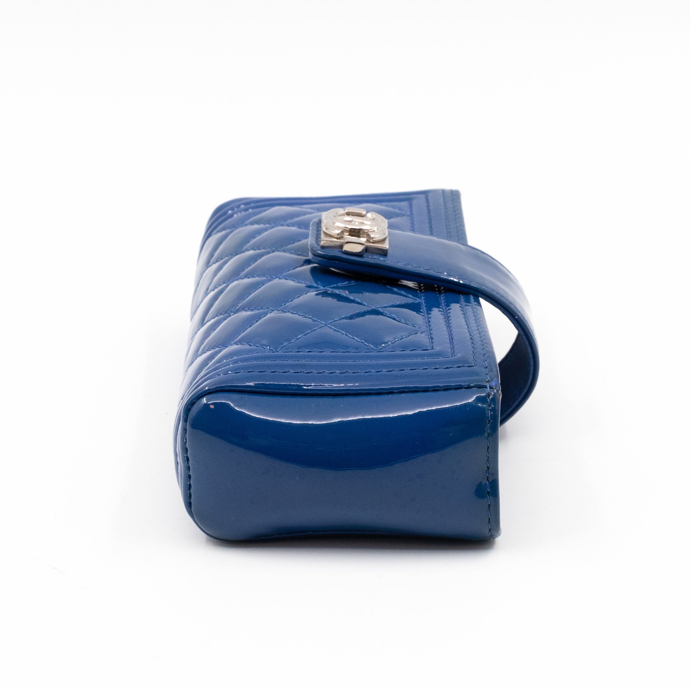 Mini Phone Holder Blue Patent Leather