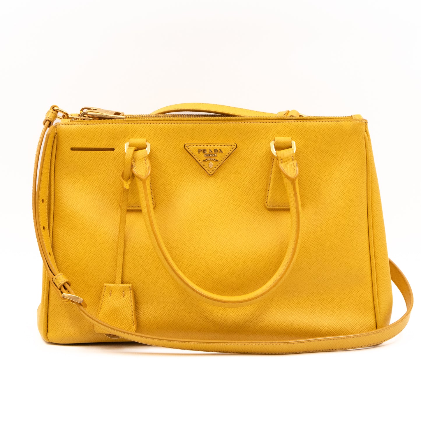 Galleria Medium Double Zip Yellow Saffiano