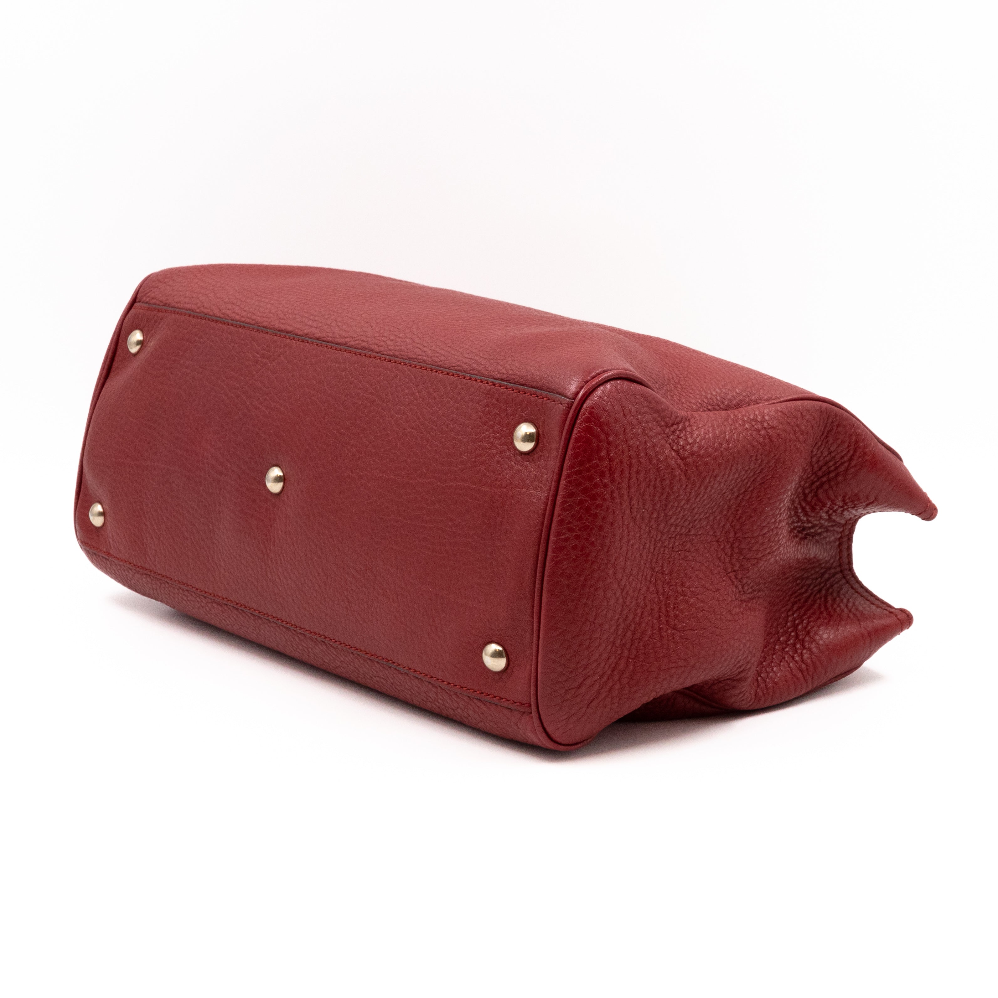 Bamboo Shopper Tote Red Leather