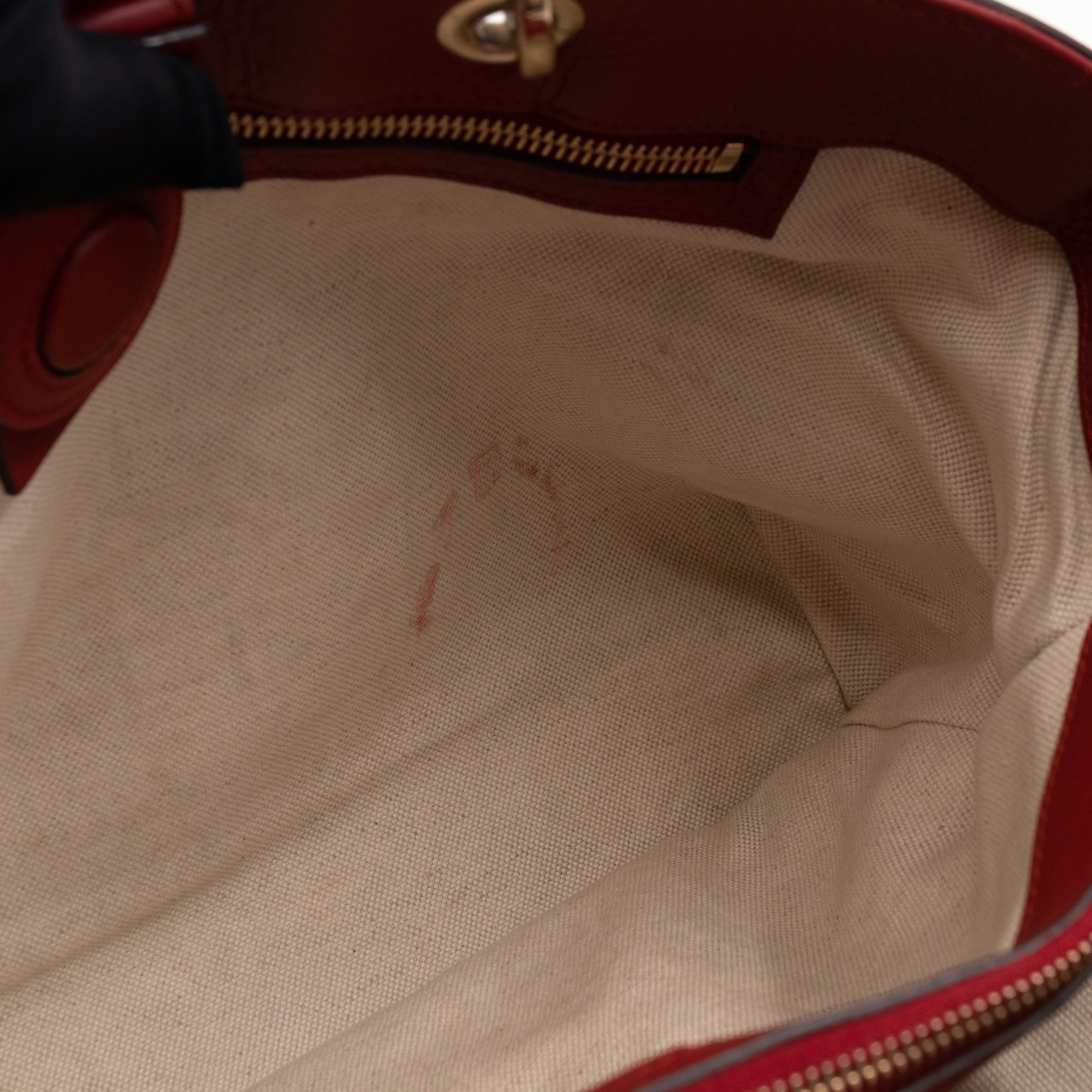 Bamboo Shopper Tote Red Leather