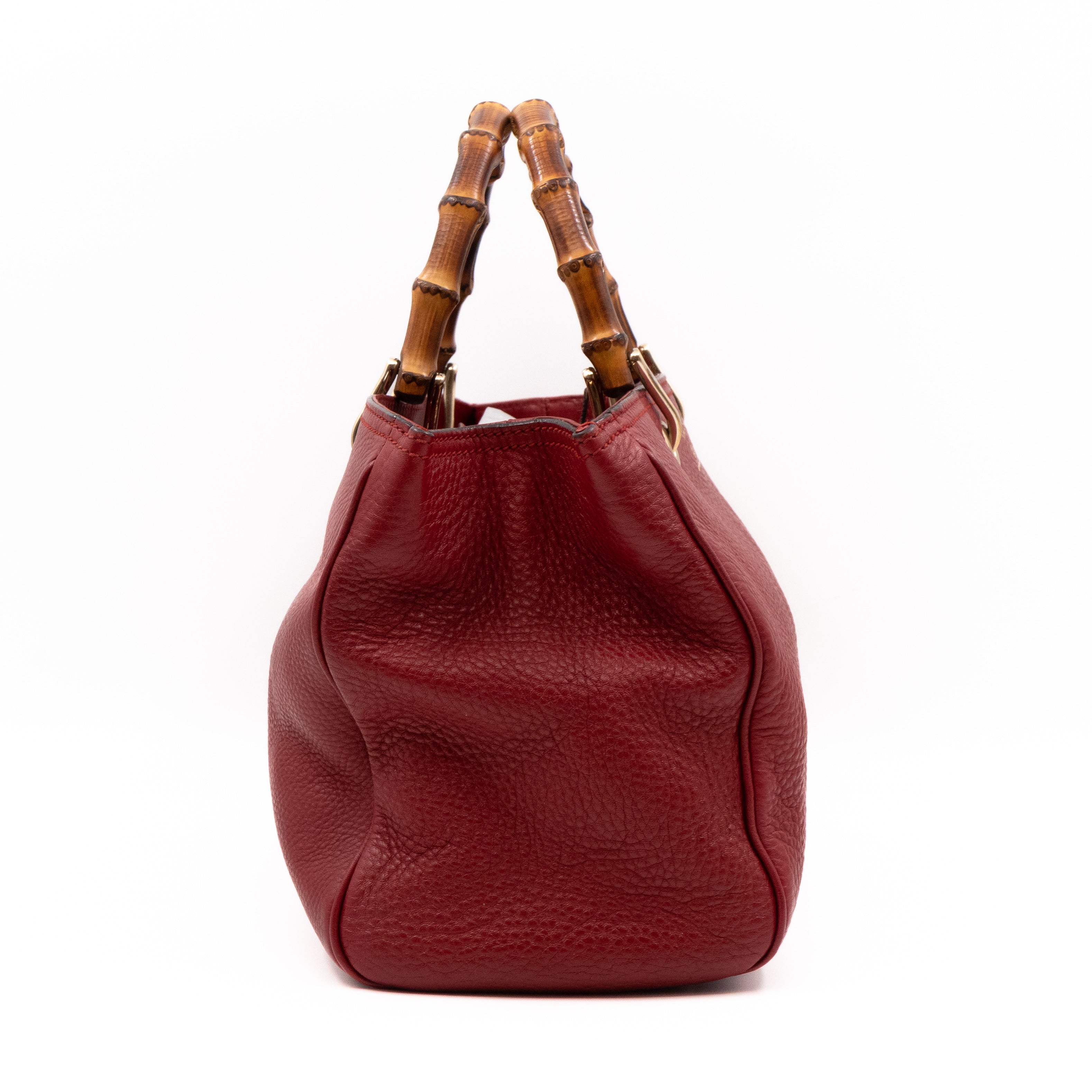 Bamboo Shopper Tote Red Leather