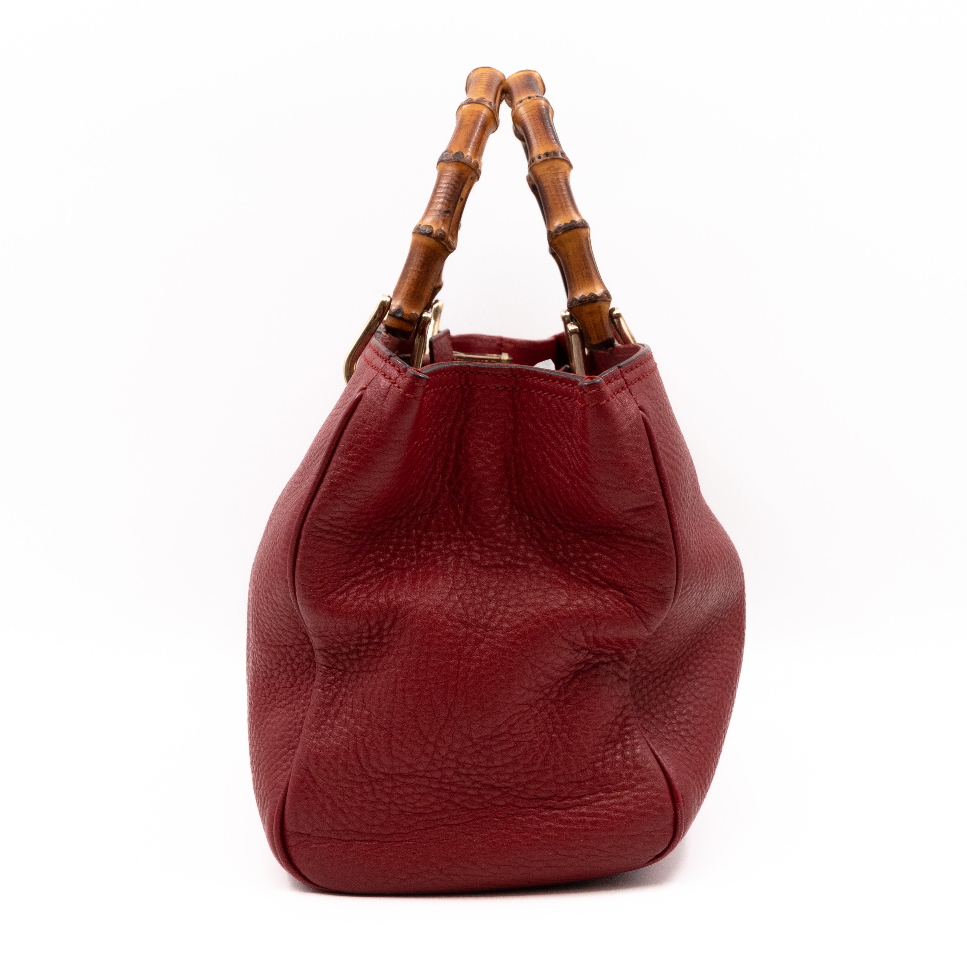 Bamboo Shopper Tote Red Leather