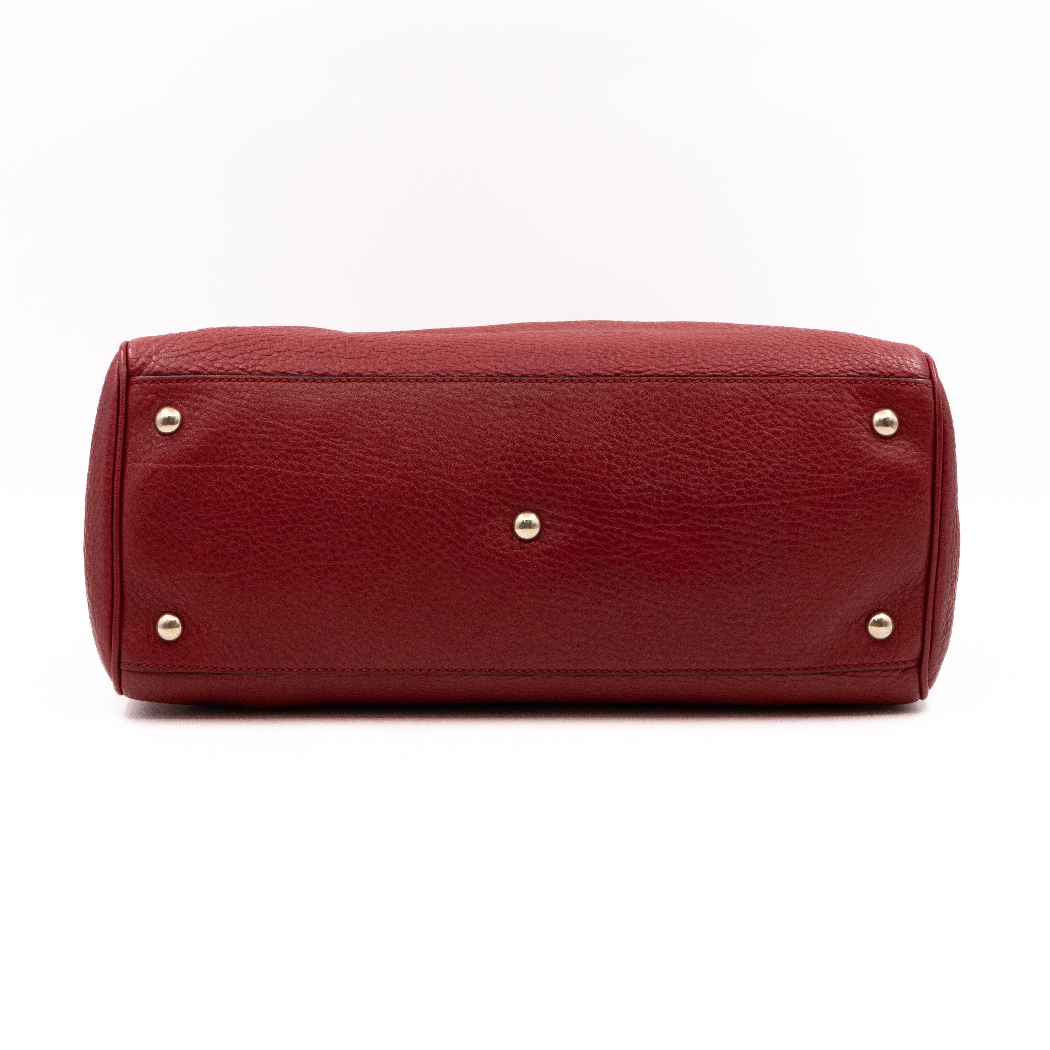 Bamboo Shopper Tote Red Leather