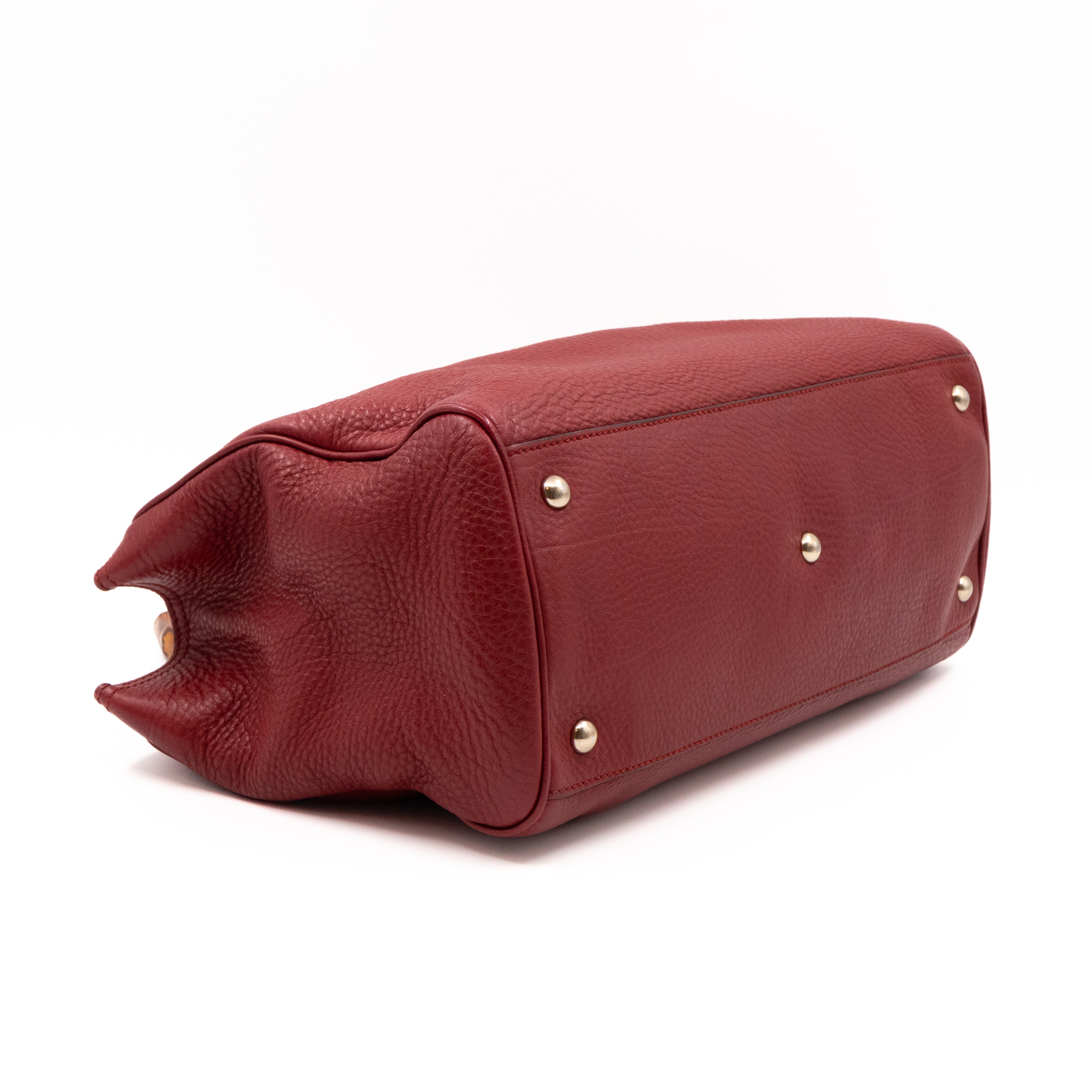 Bamboo Shopper Tote Red Leather