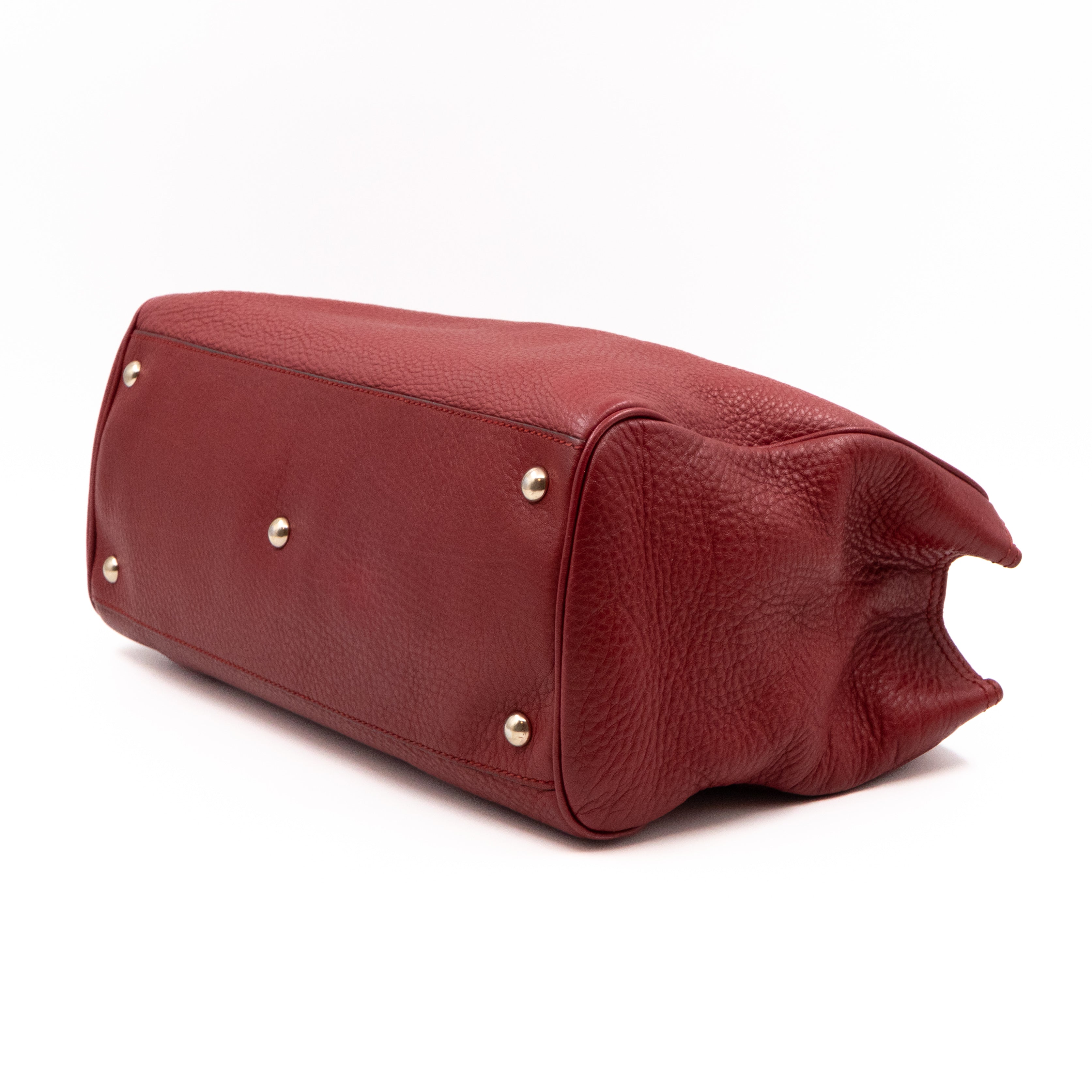 Bamboo Shopper Tote Red Leather