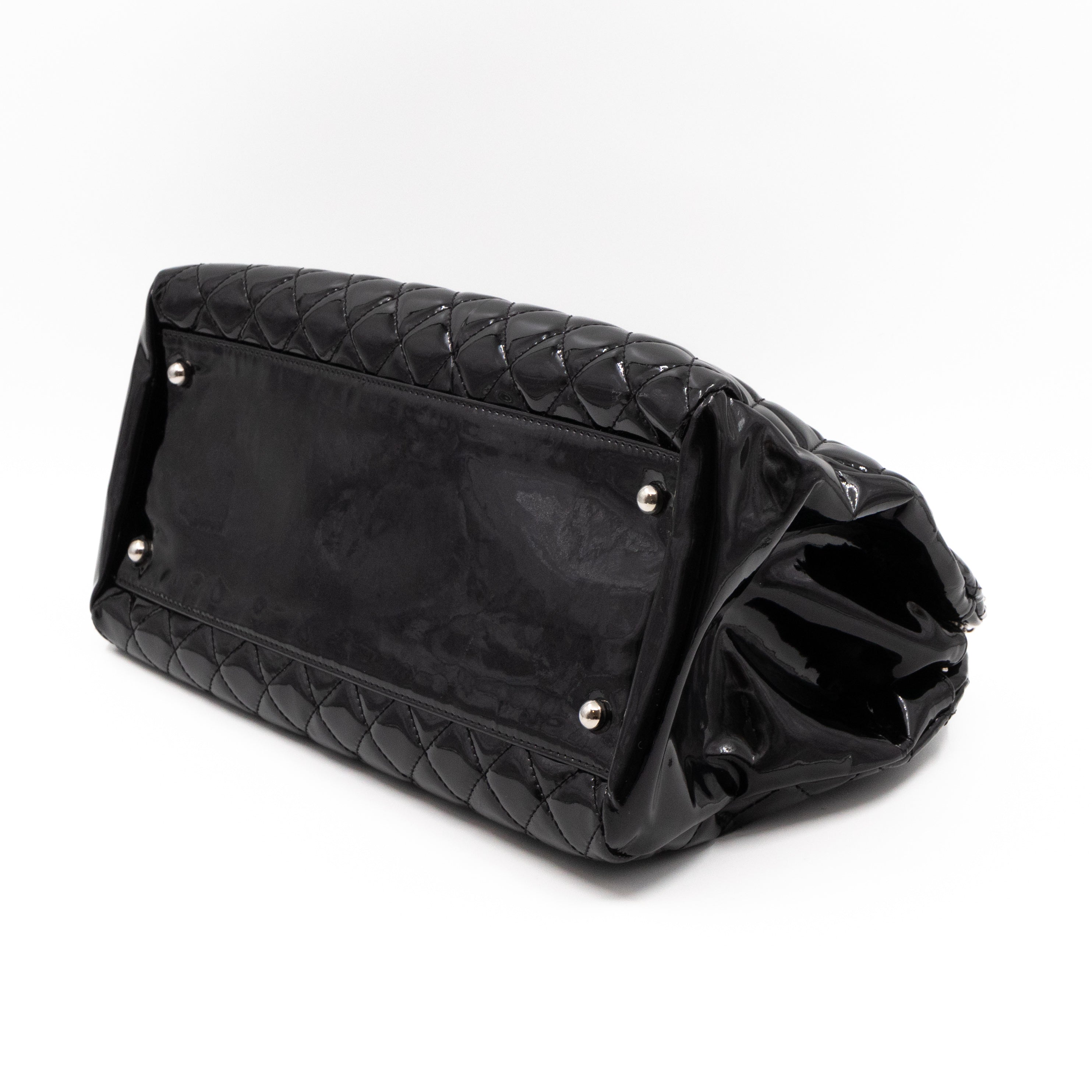 Large Mademoiselle Bowling Bag Black Patent Leather