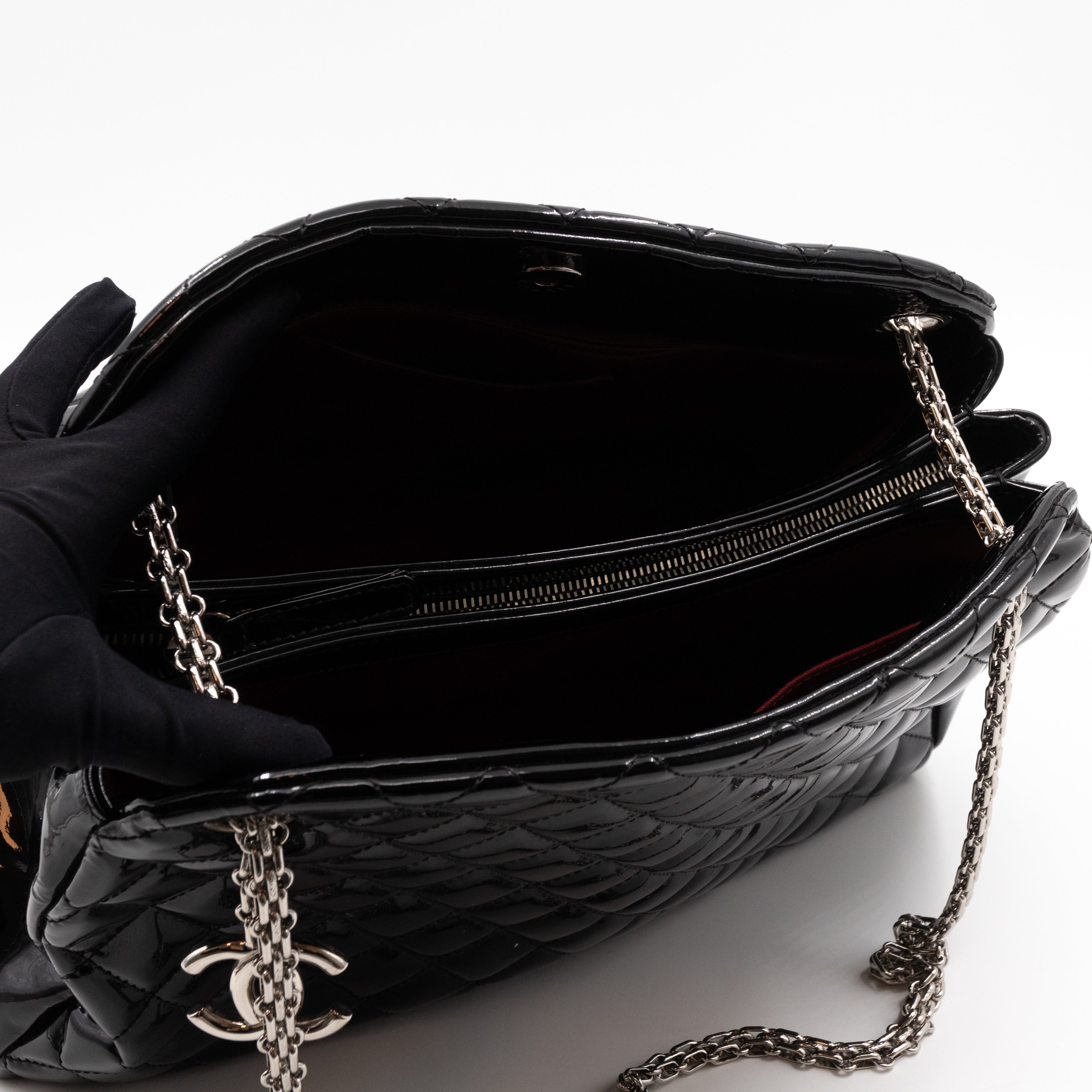 Large Mademoiselle Bowling Bag Black Patent Leather