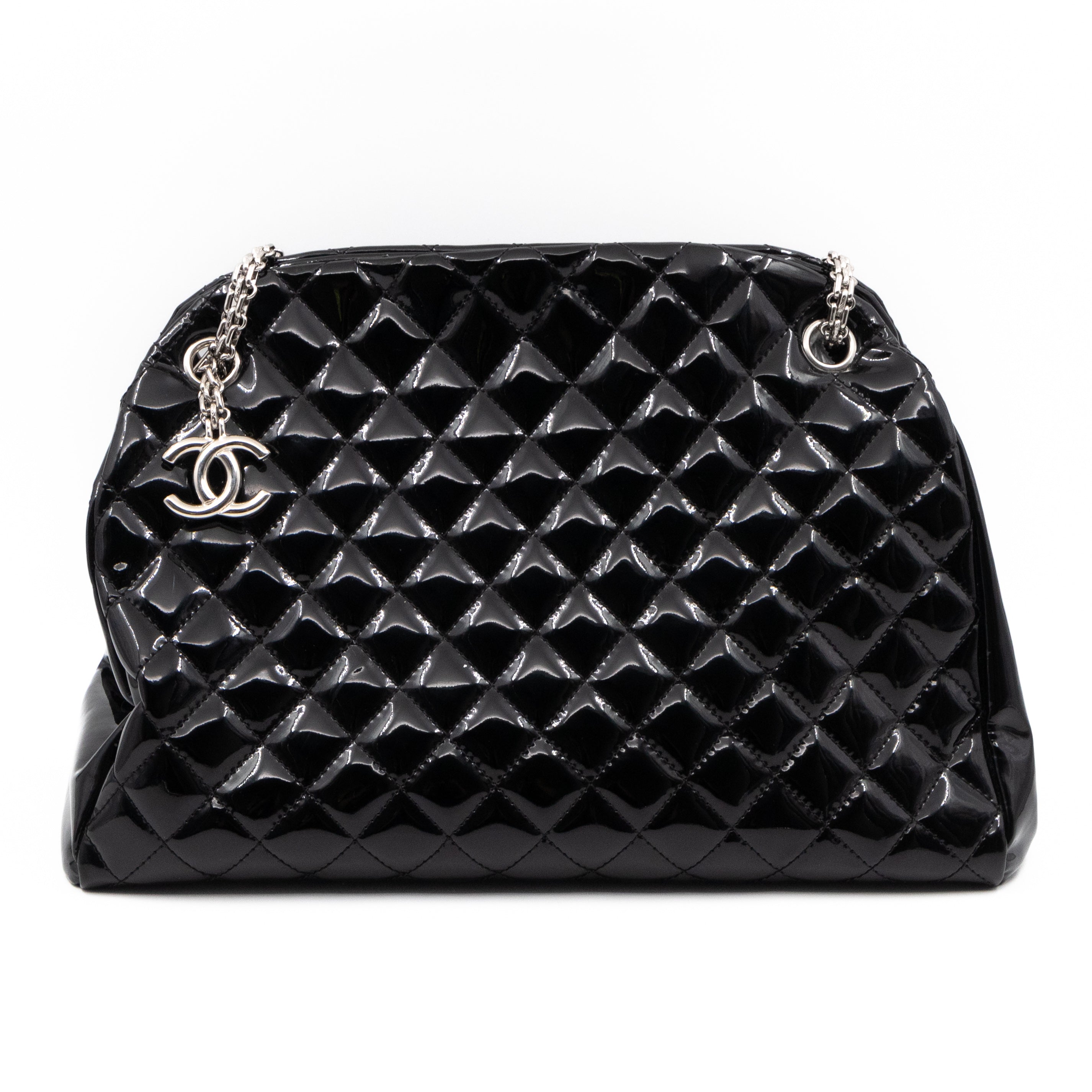 Large Mademoiselle Bowling Bag Black Patent Leather