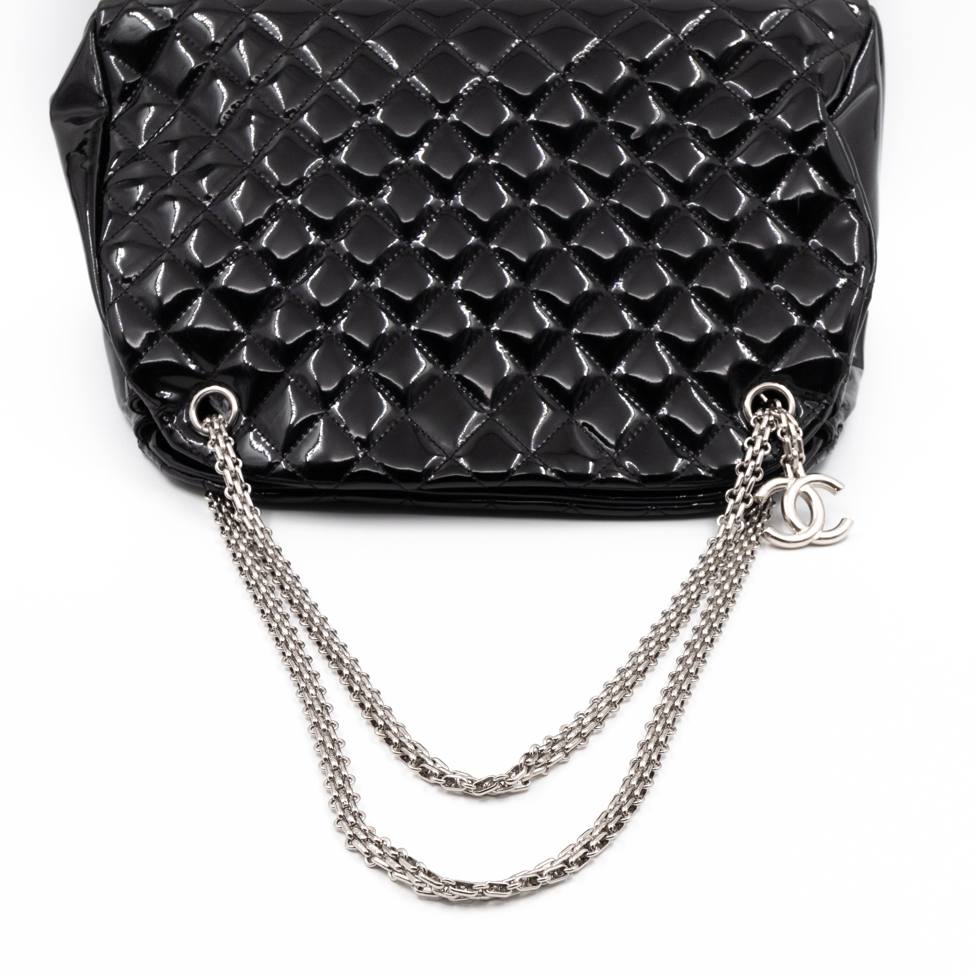 Large Mademoiselle Bowling Bag Black Patent Leather