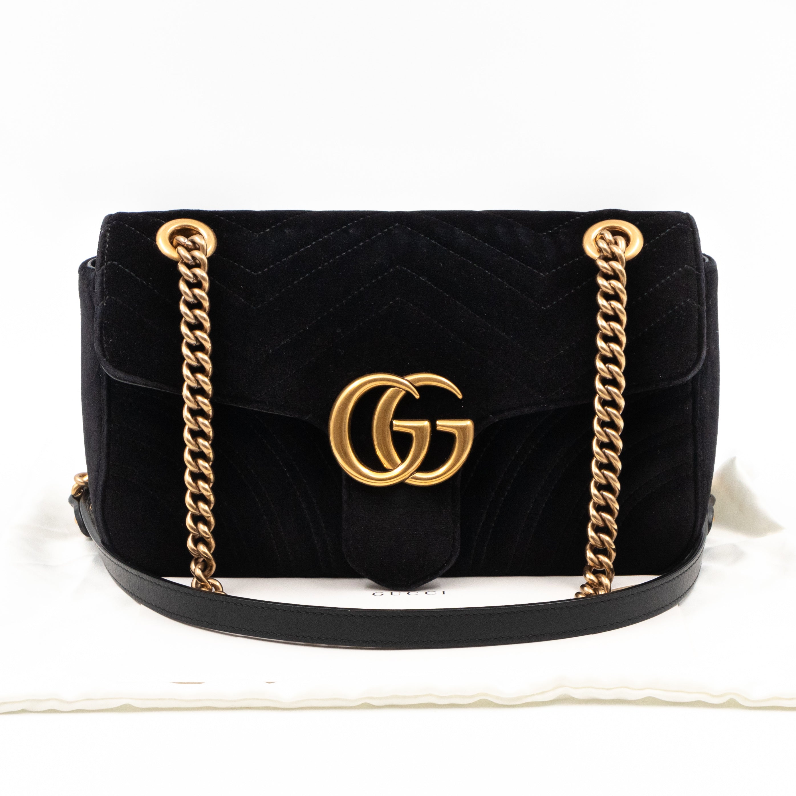 GG Marmont Small Black Velvet