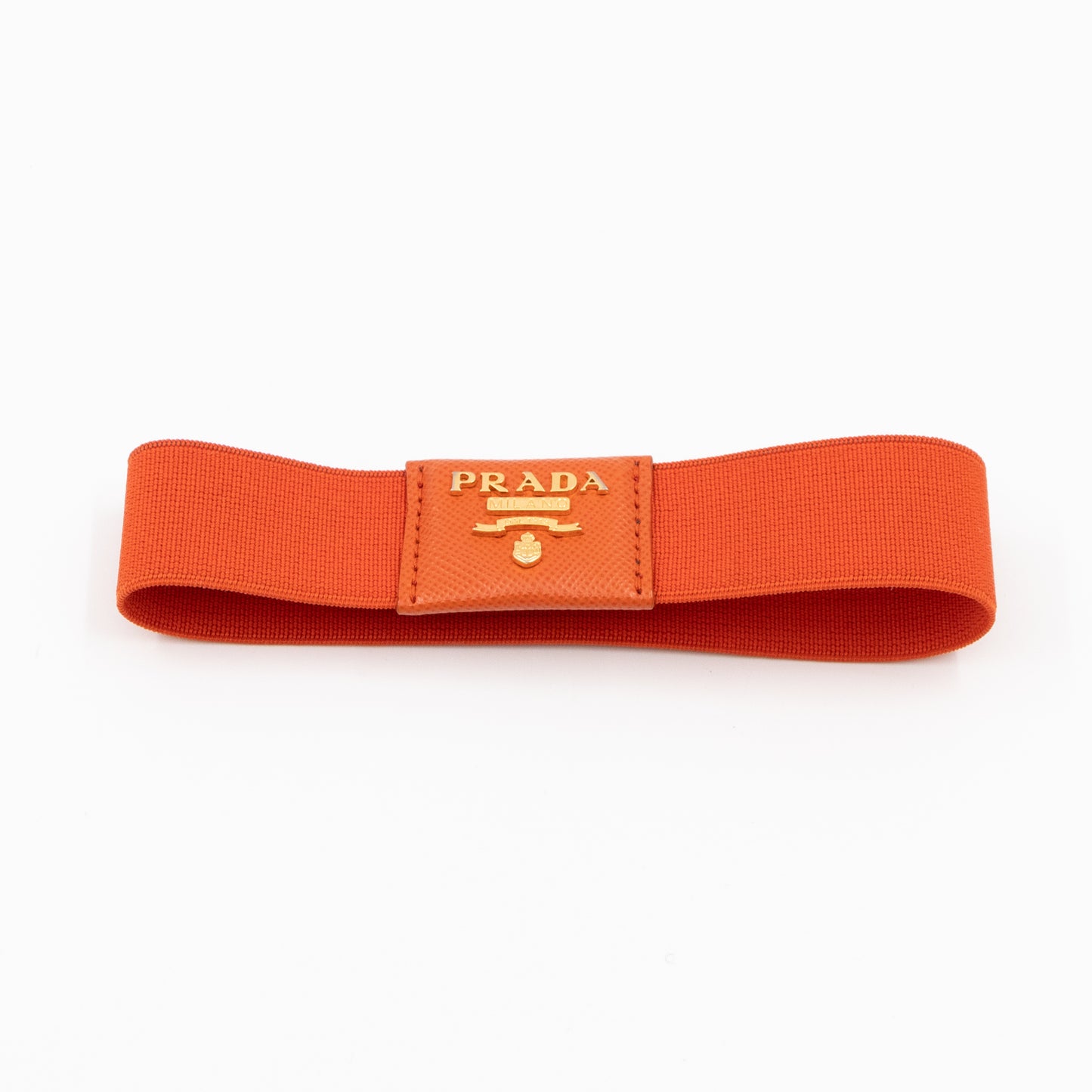 Flat Clutch with Stretch Band Orange Saffiano
