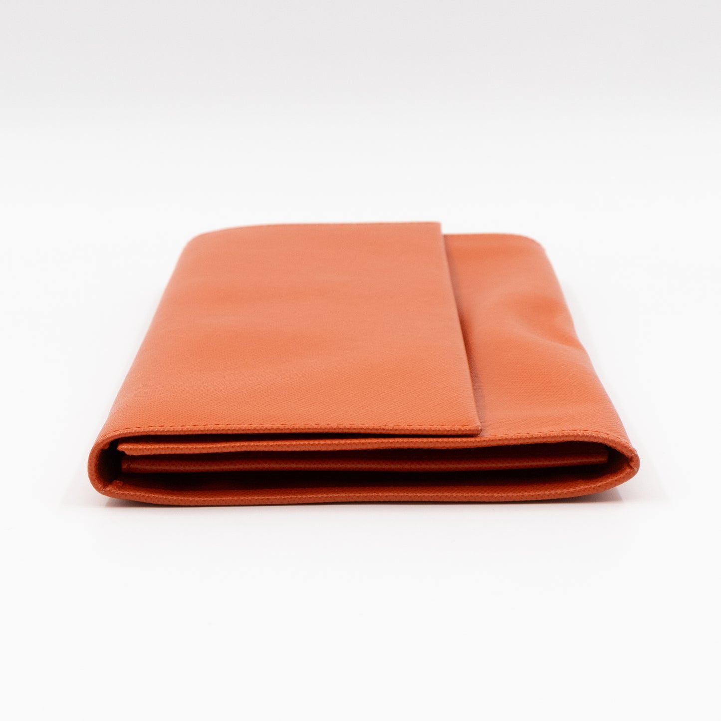 Flat Clutch with Stretch Band Orange Saffiano