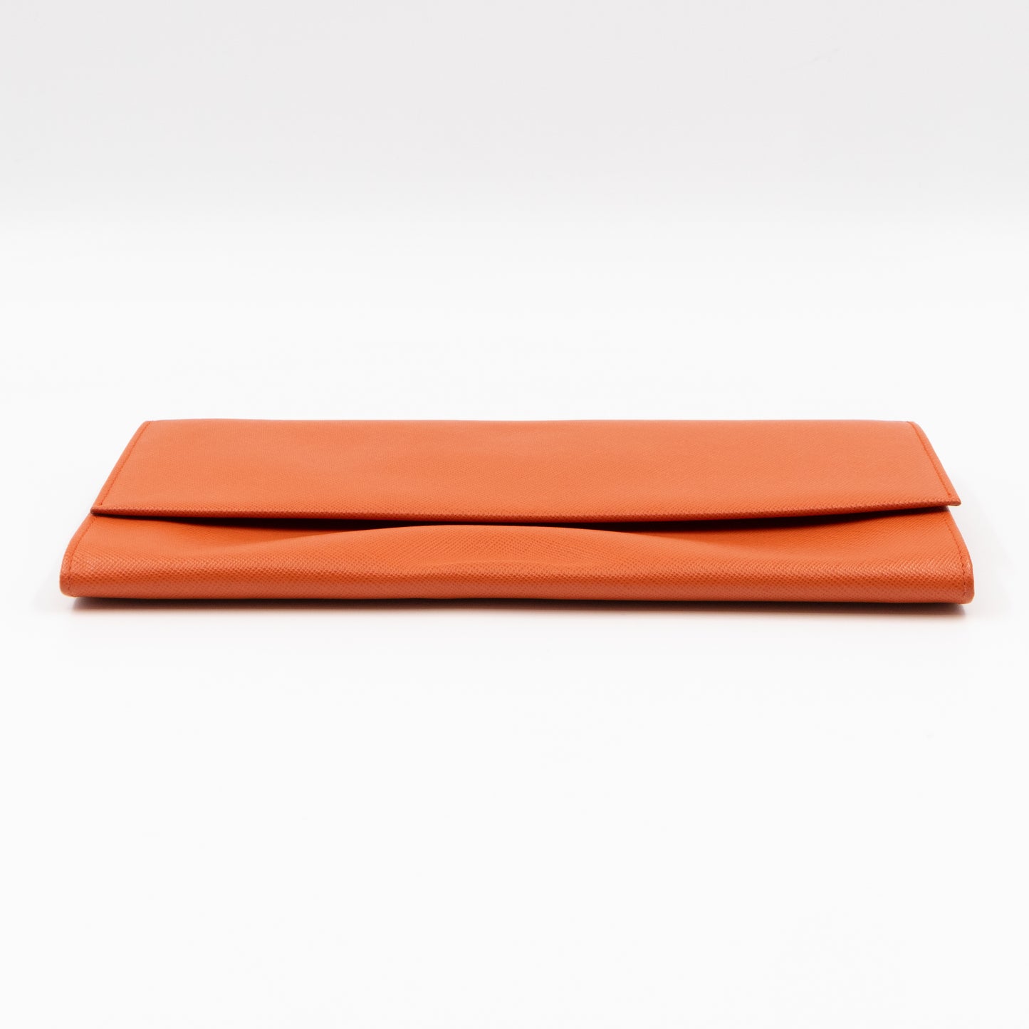 Flat Clutch with Stretch Band Orange Saffiano