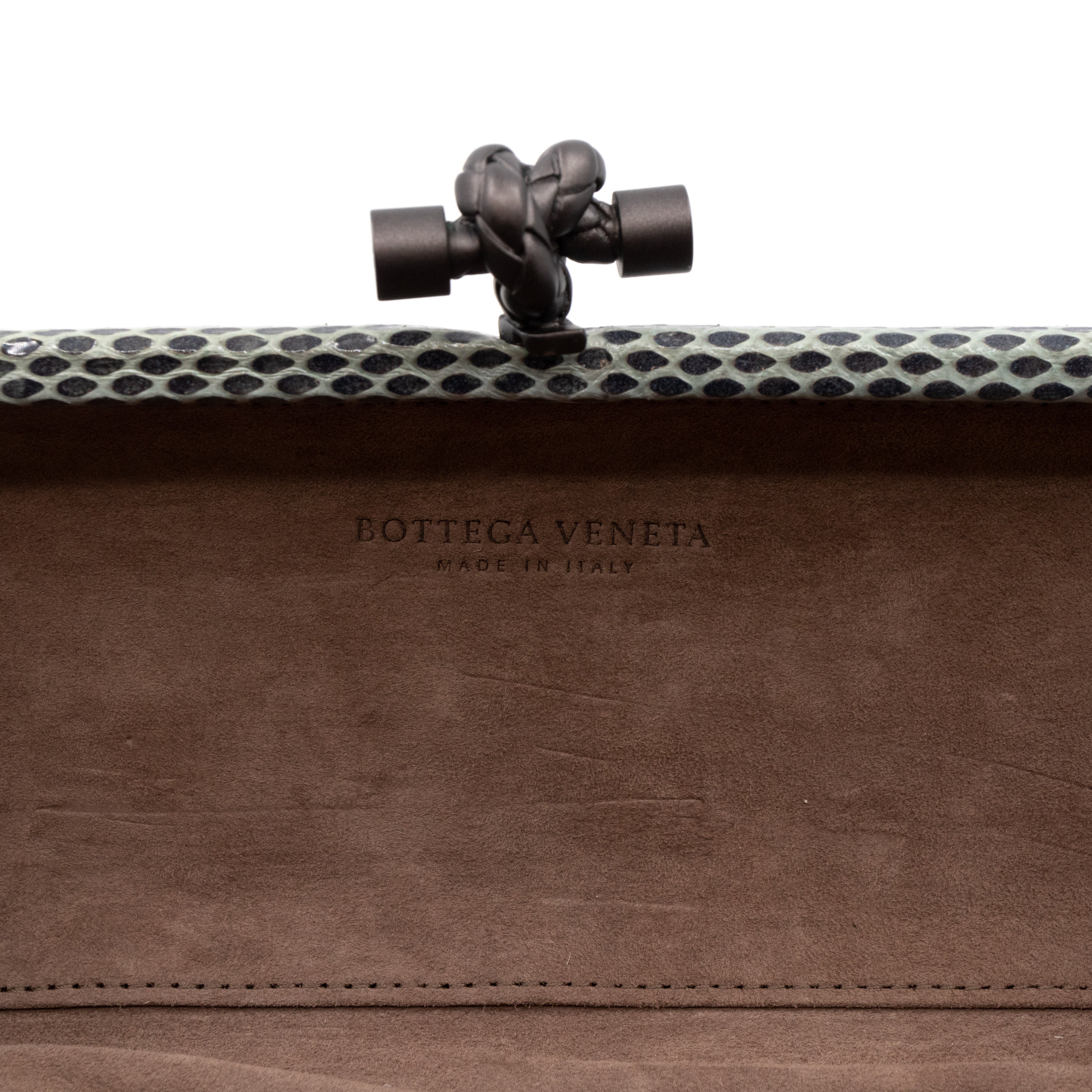 Studded Knot Clutch Grey Python