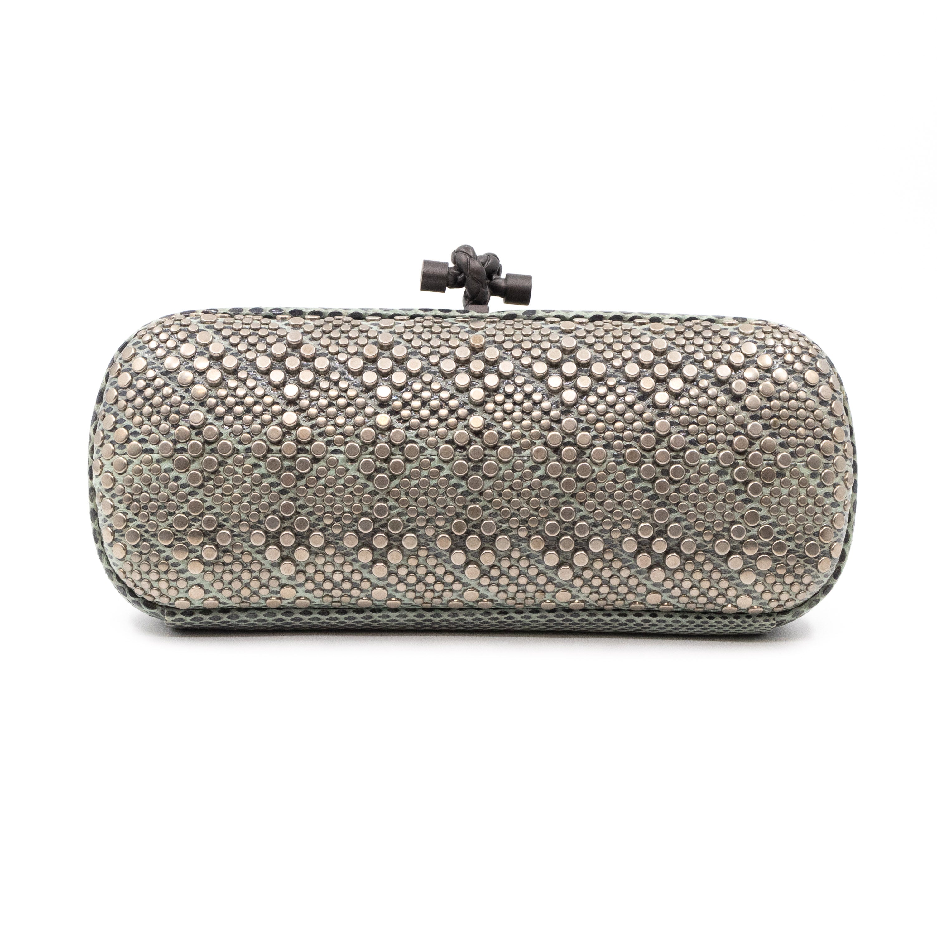 Studded Knot Clutch Grey Python