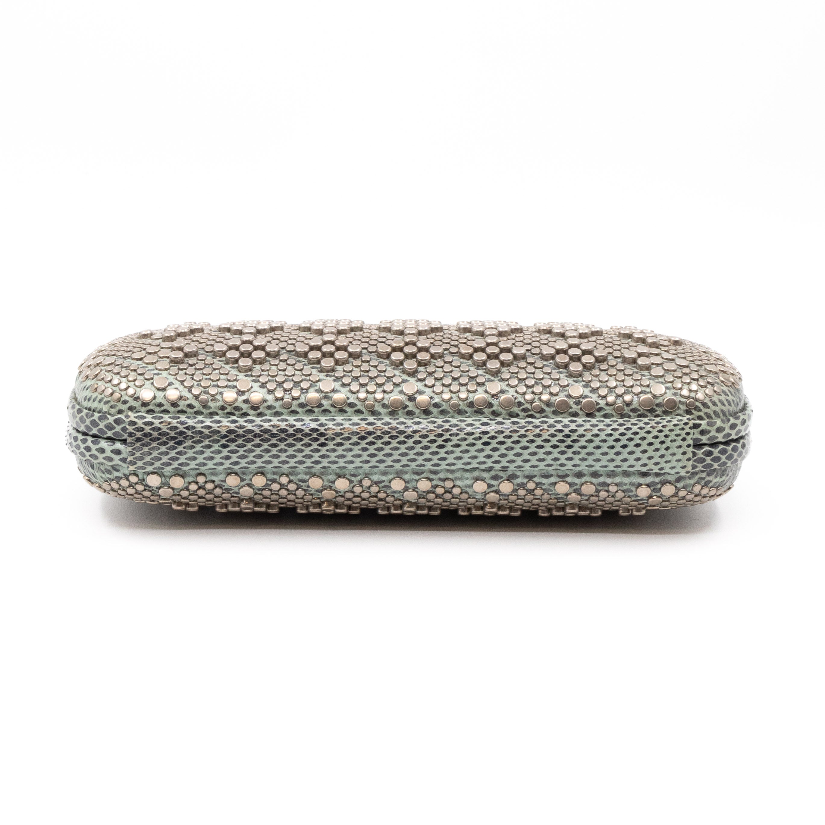 Studded Knot Clutch Grey Python