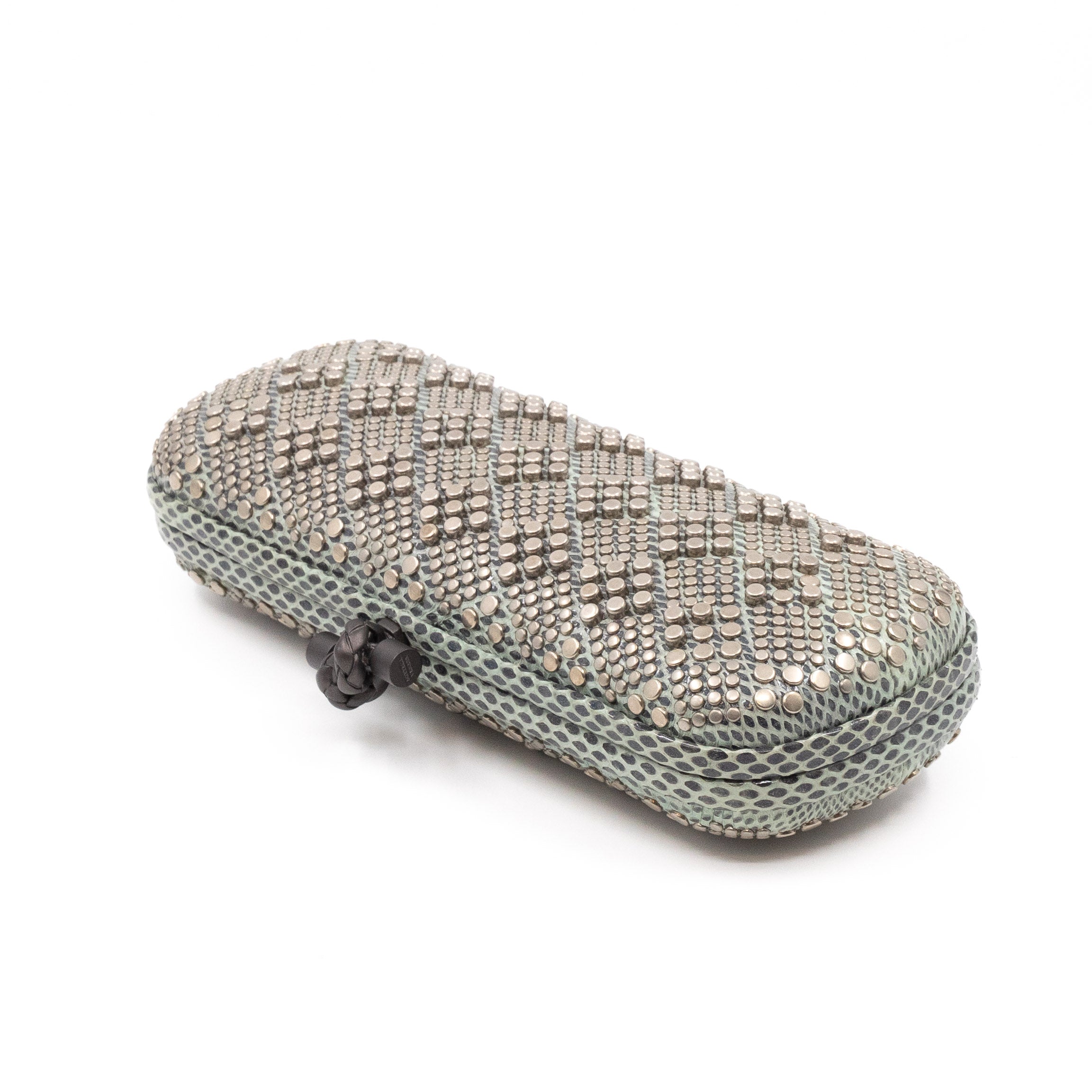 Studded Knot Clutch Grey Python