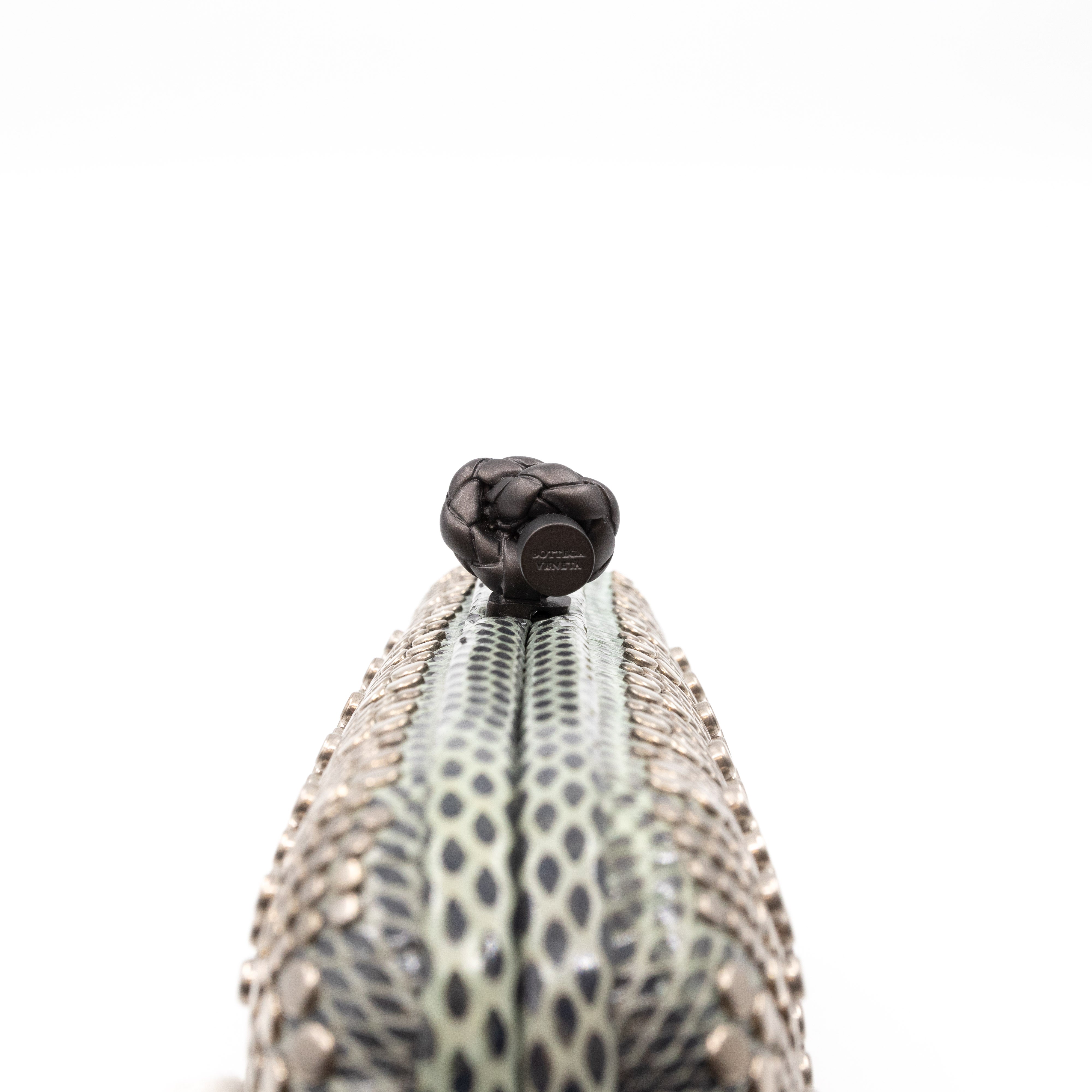 Studded Knot Clutch Grey Python