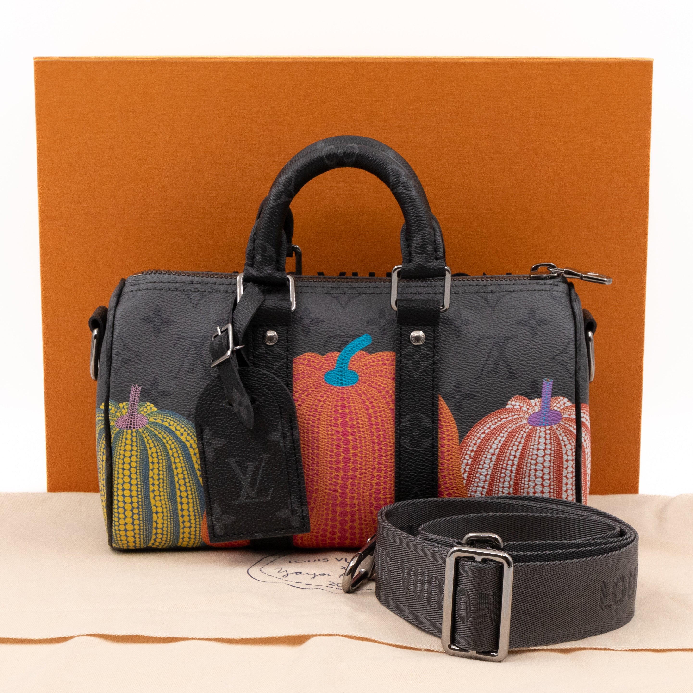 Keepall 25 Bandouliere LV x YK Monogram Eclipse Reverse Pumpkin