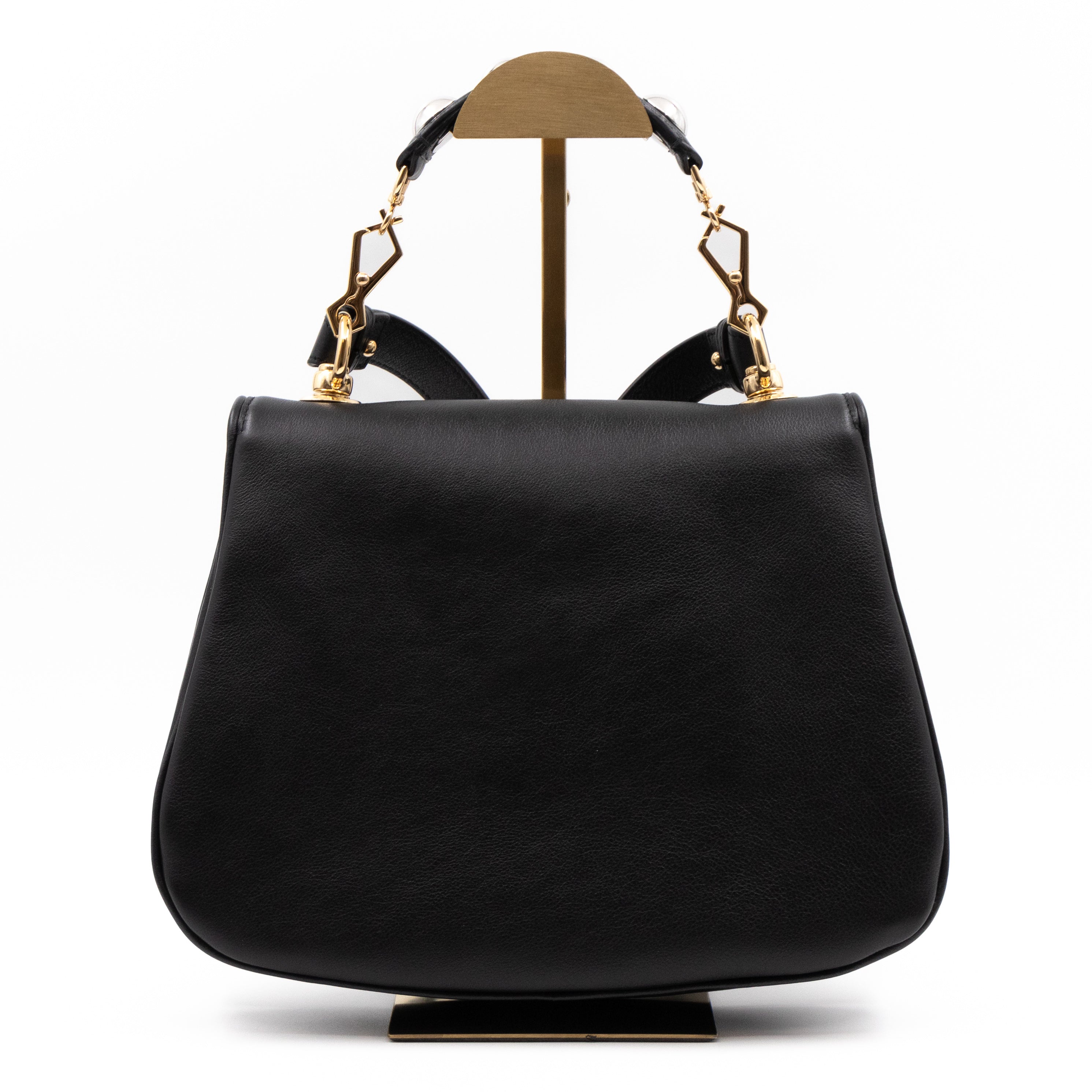 Blondie Medium Top Handle Bag Black Leather