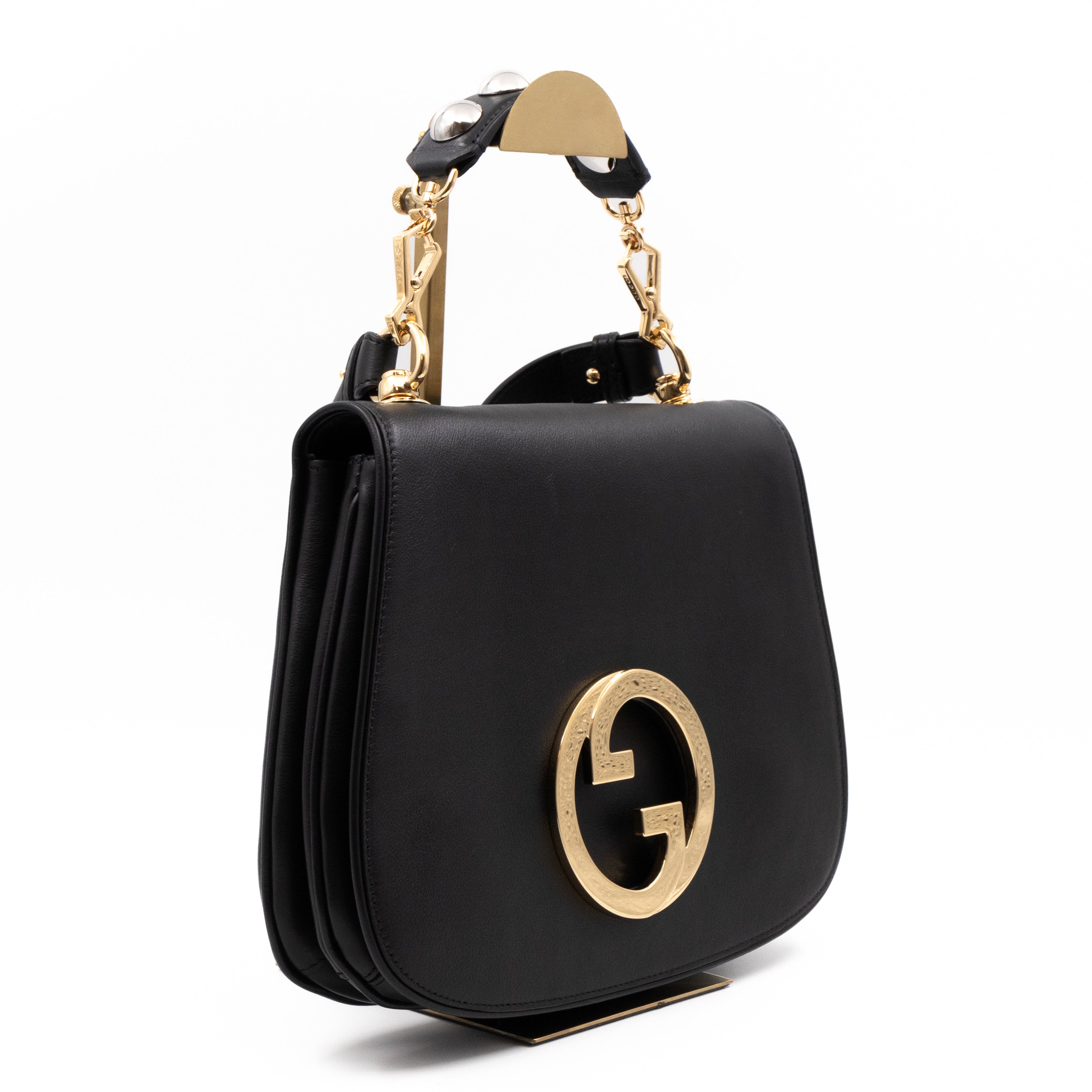 Blondie Medium Top Handle Bag Black Leather