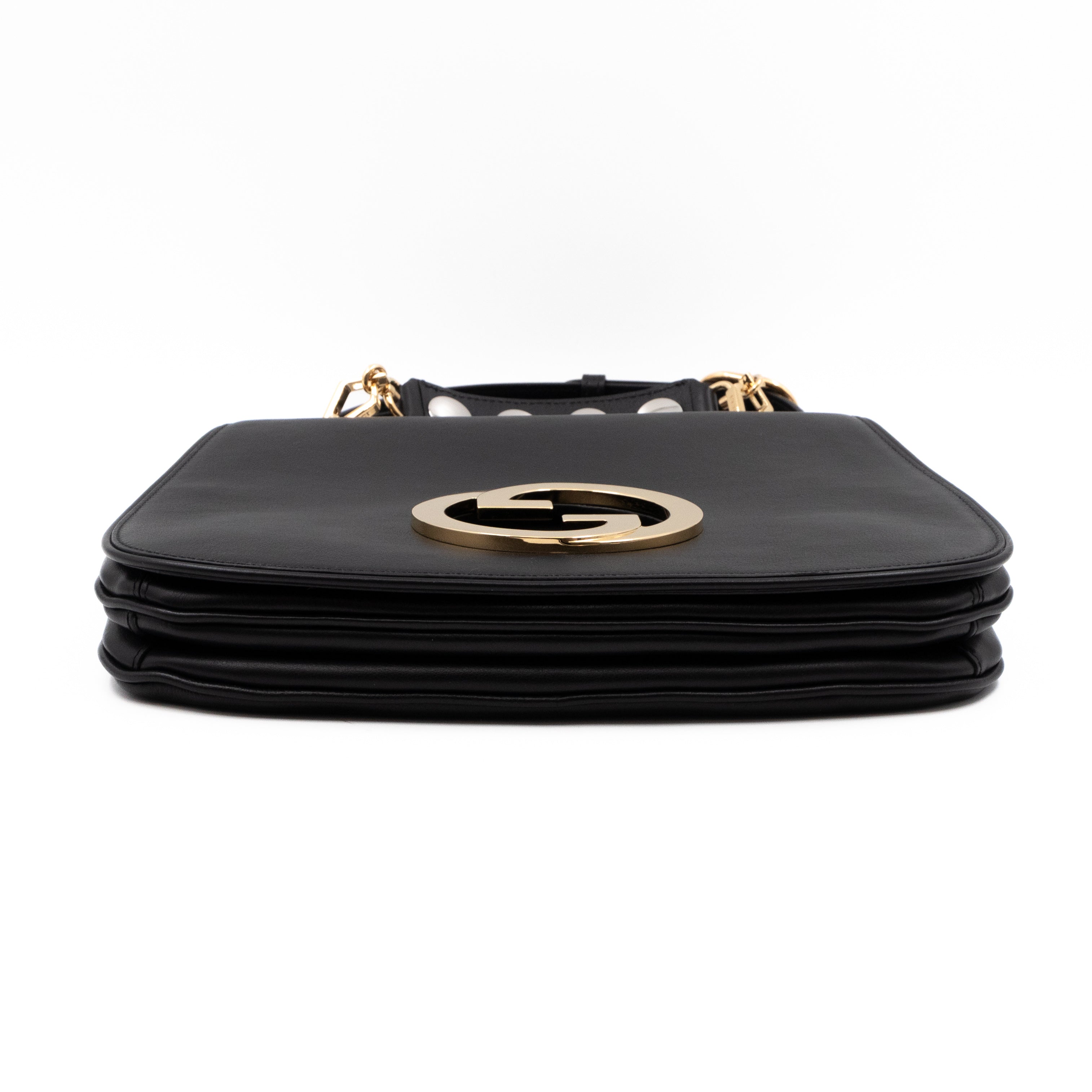 Blondie Medium Top Handle Bag Black Leather