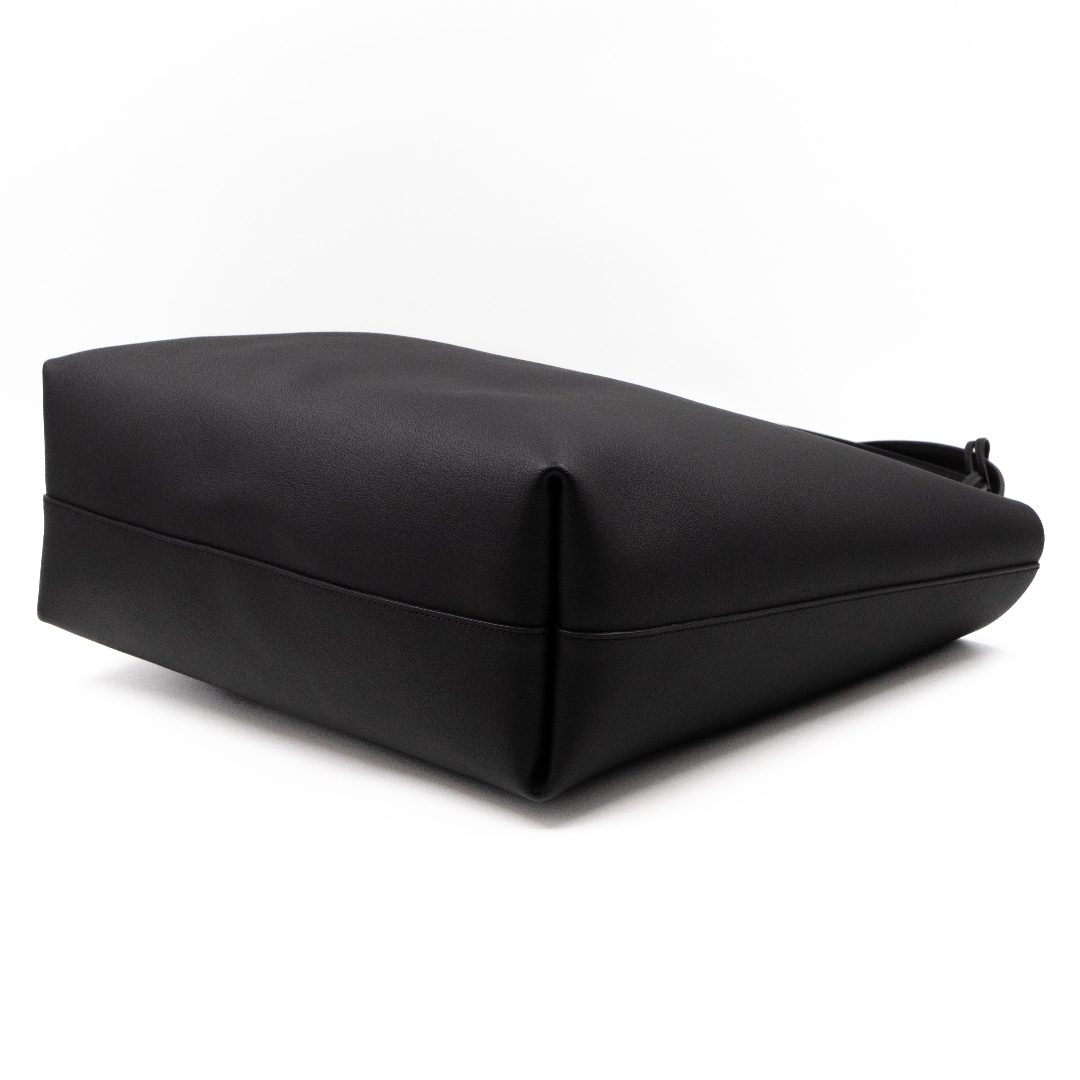 Shopping Tote Bag Black Leather