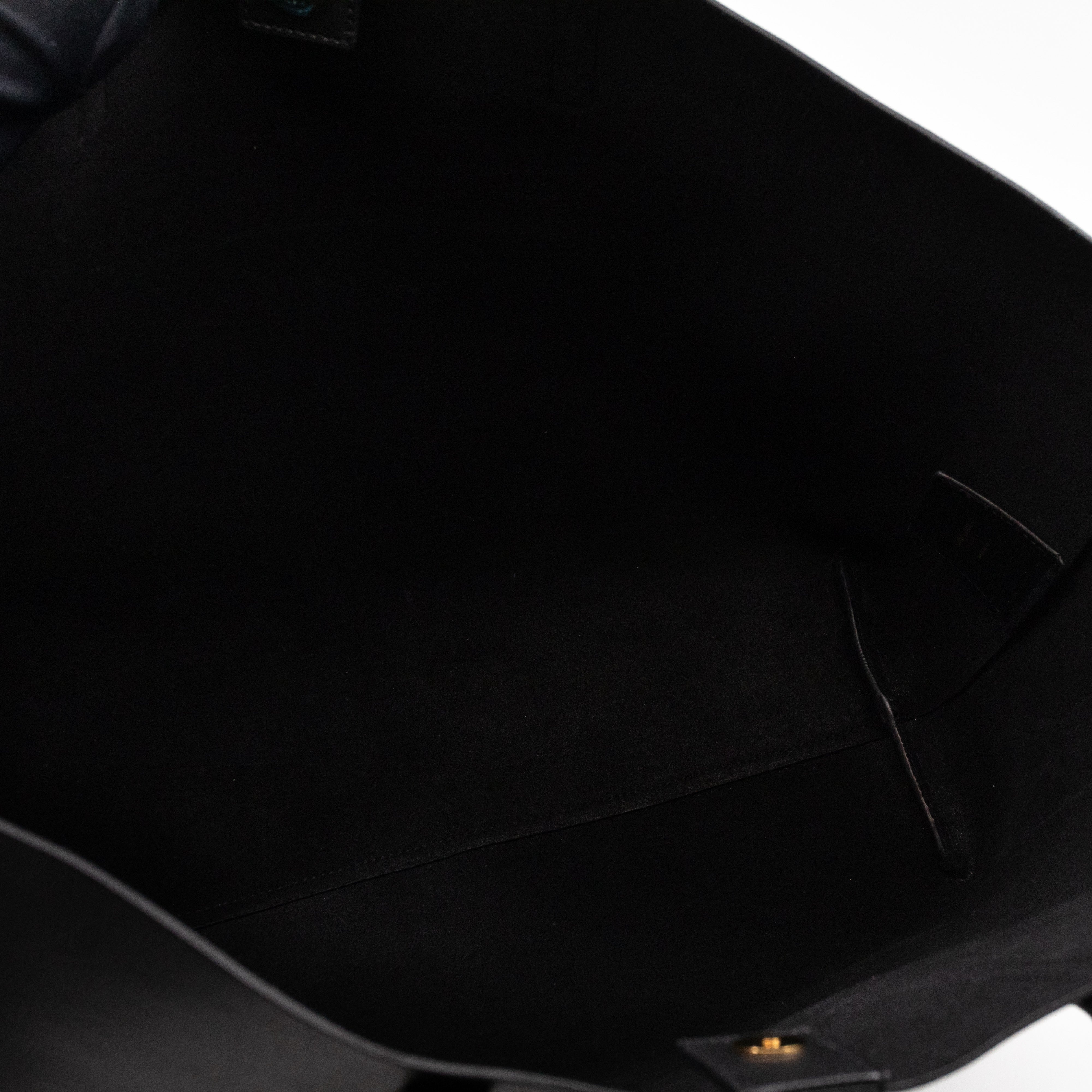 Shopping Tote Bag Black Leather