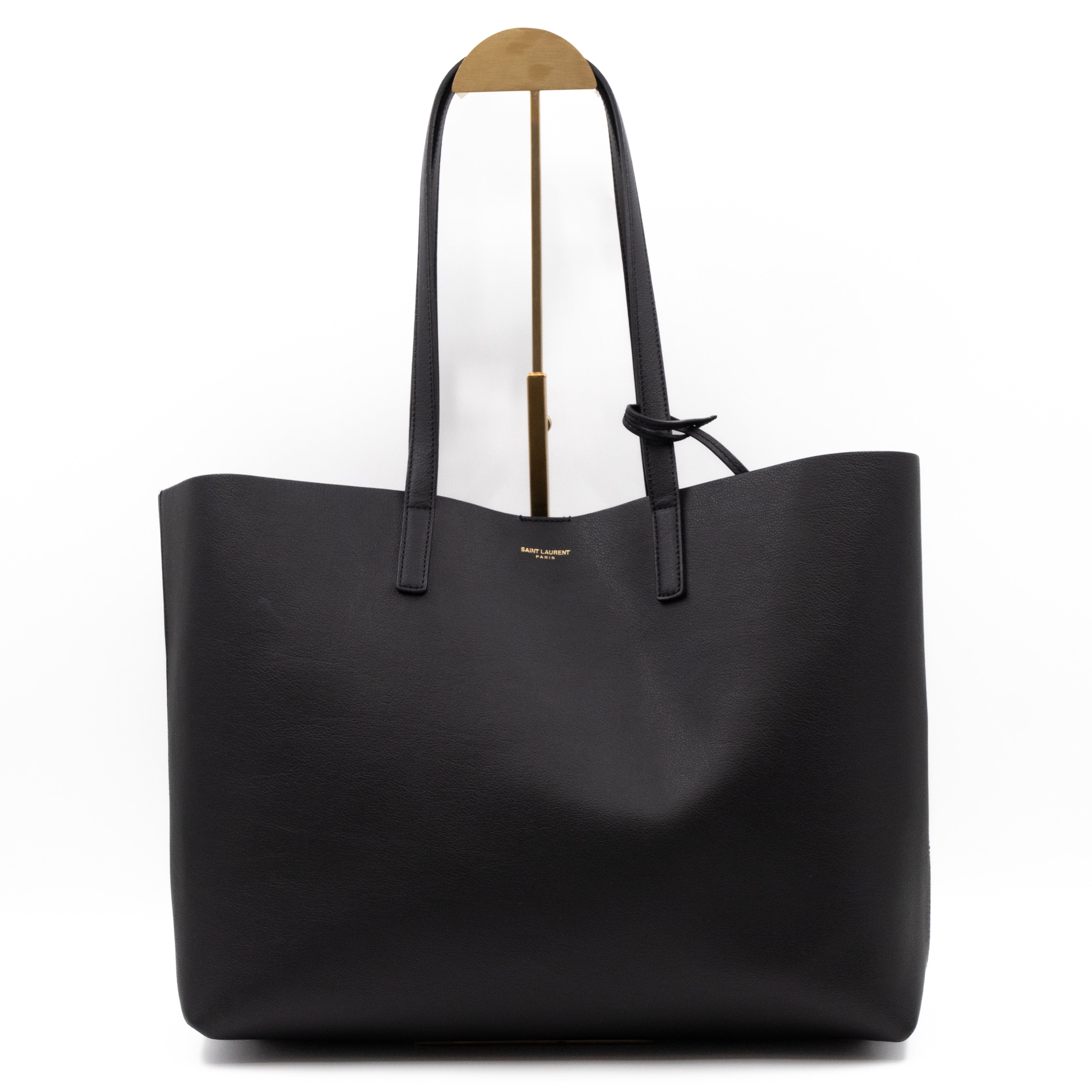 Shopping Tote Bag Black Leather