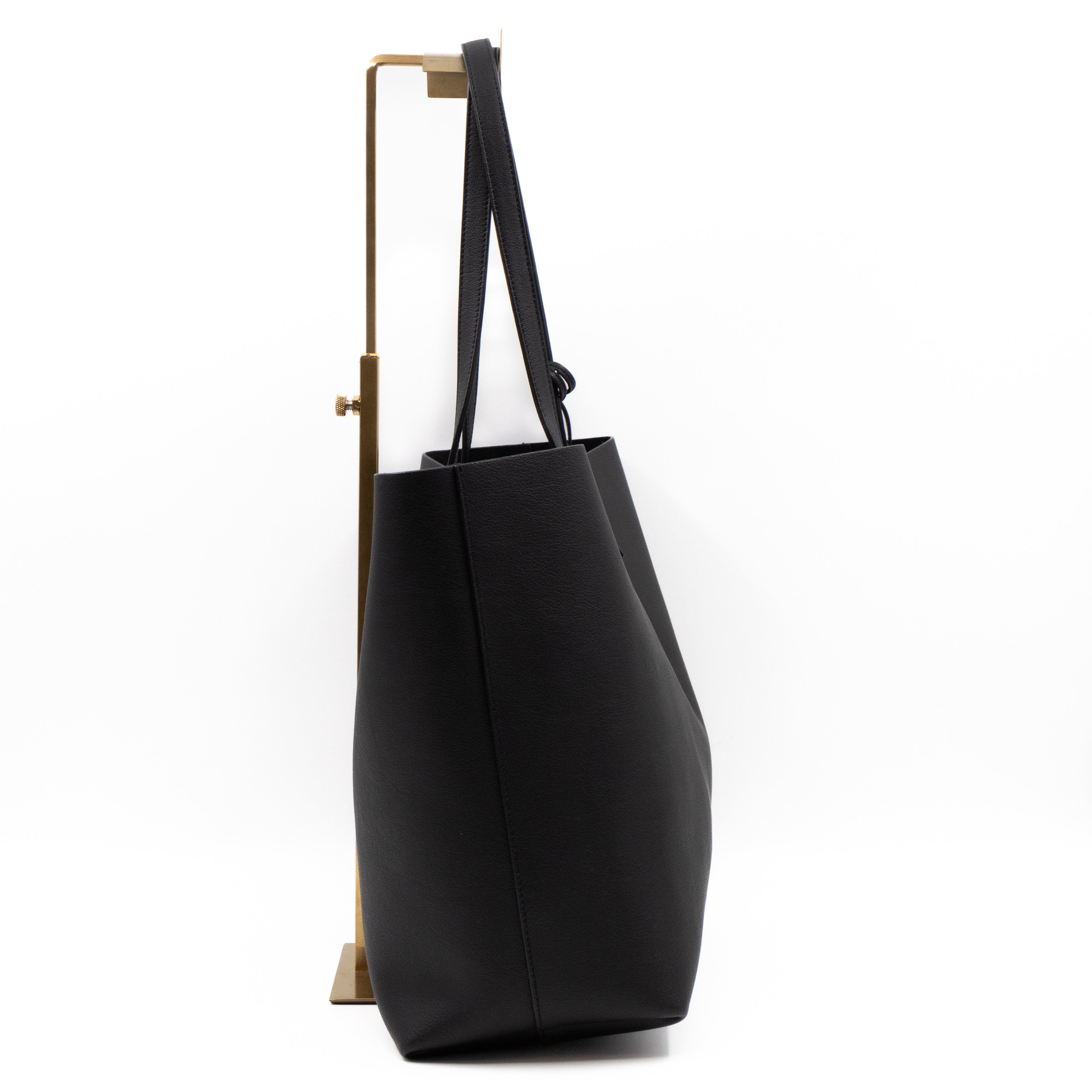 Shopping Tote Bag Black Leather