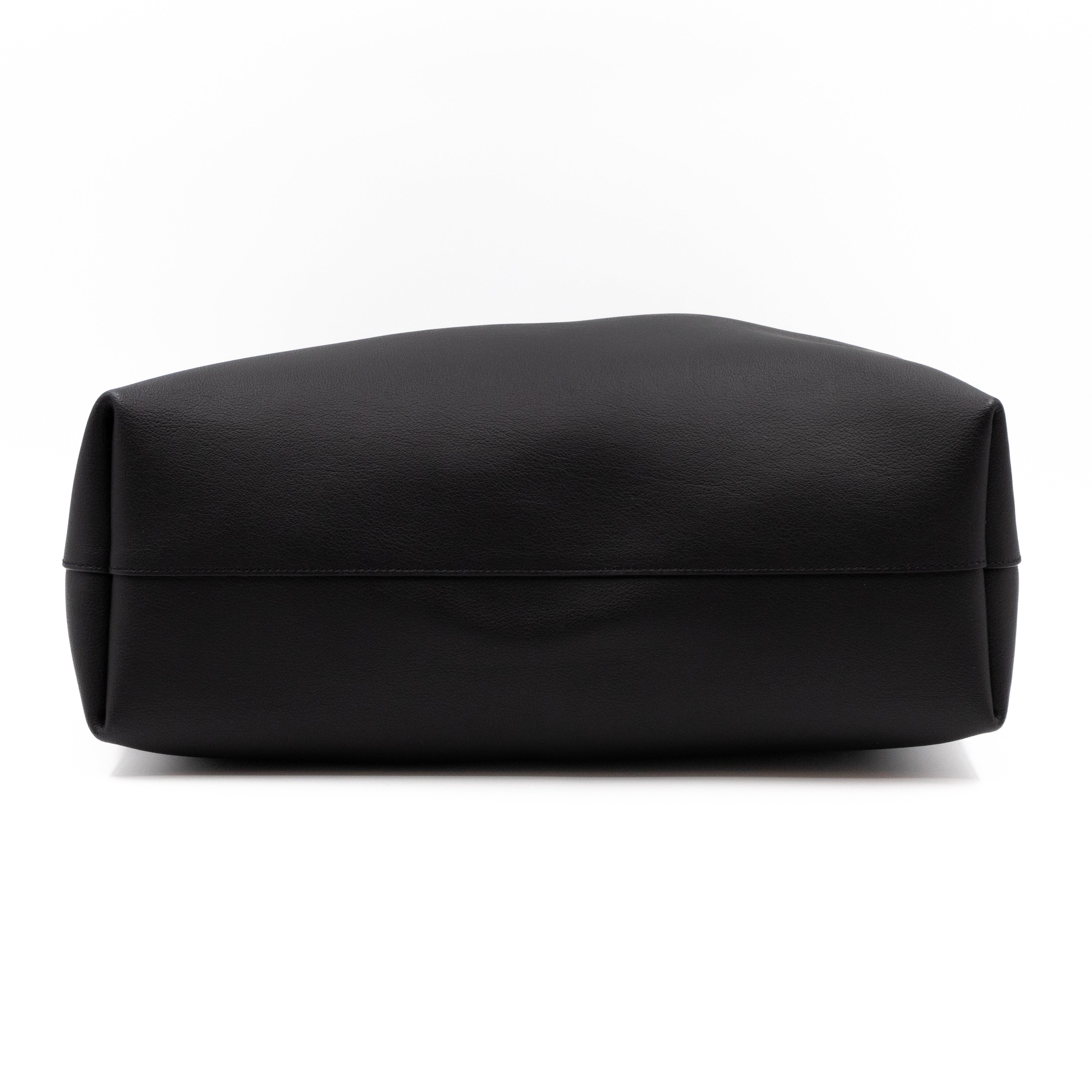 Shopping Tote Bag Black Leather