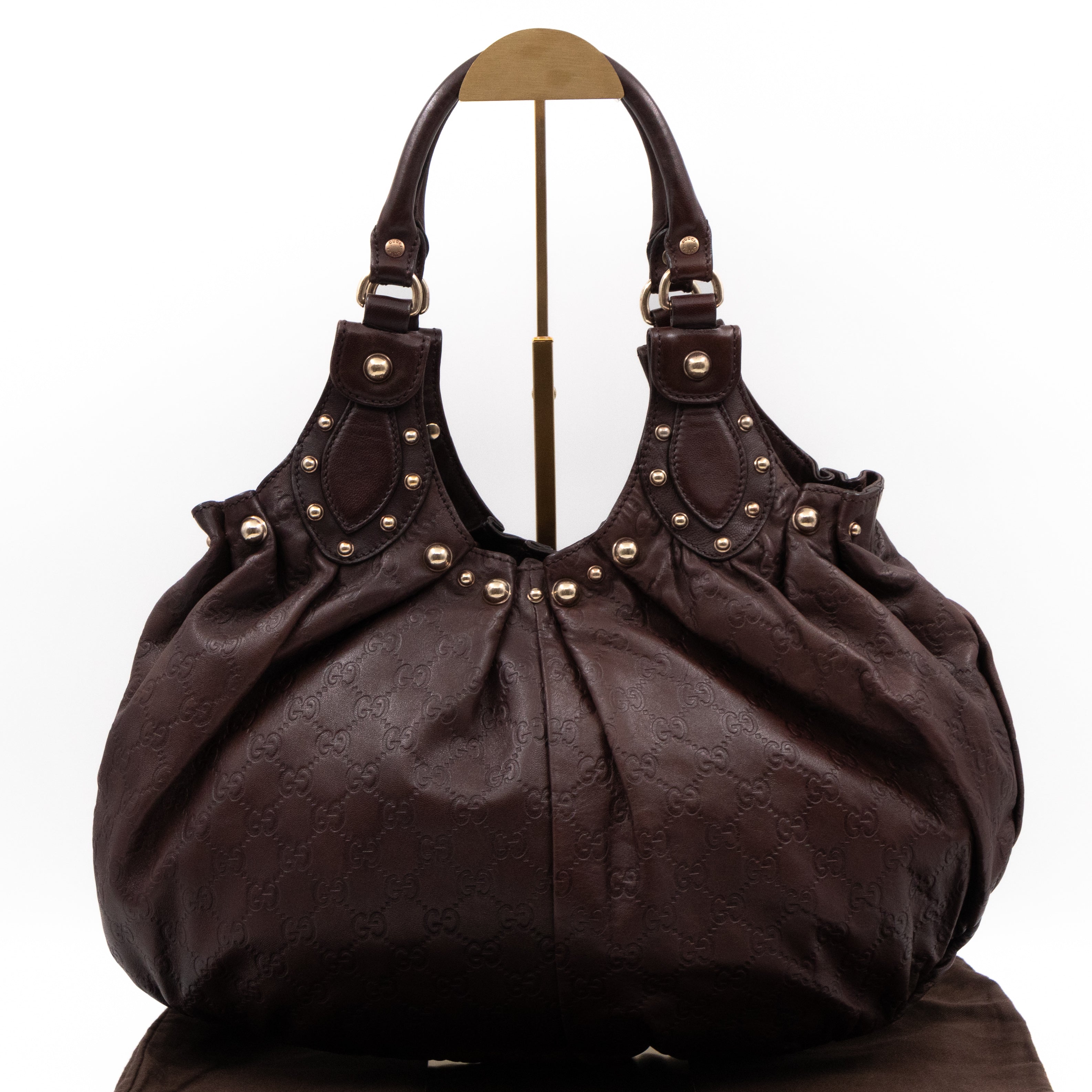 Studded Pelham Hobo Guccissima Leather Brown