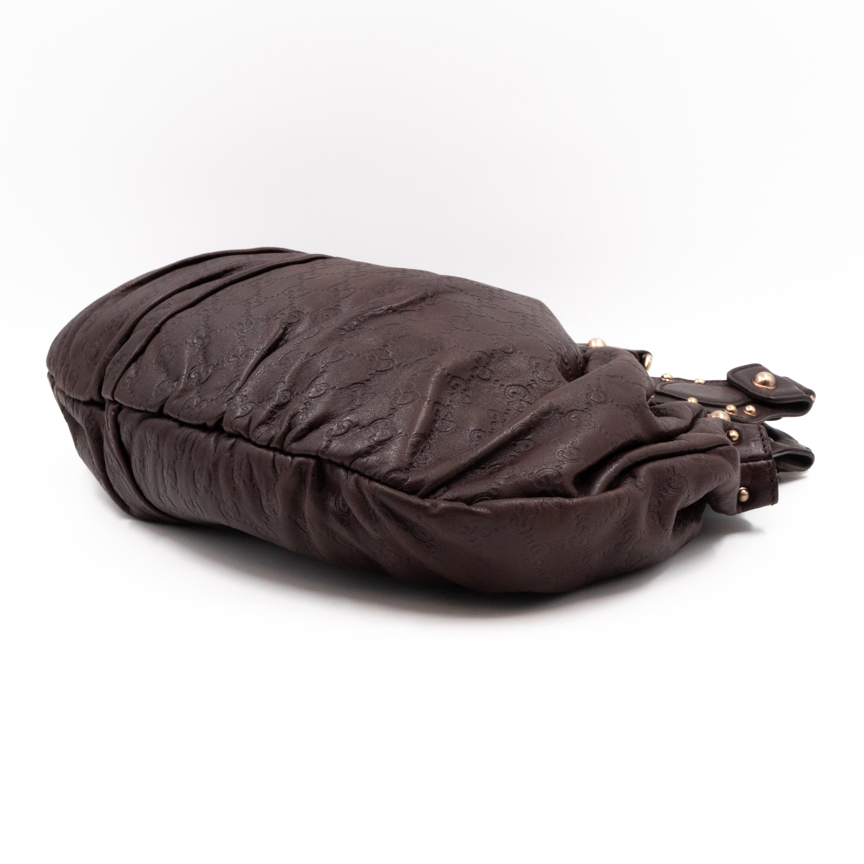 Studded Pelham Hobo Guccissima Leather Brown