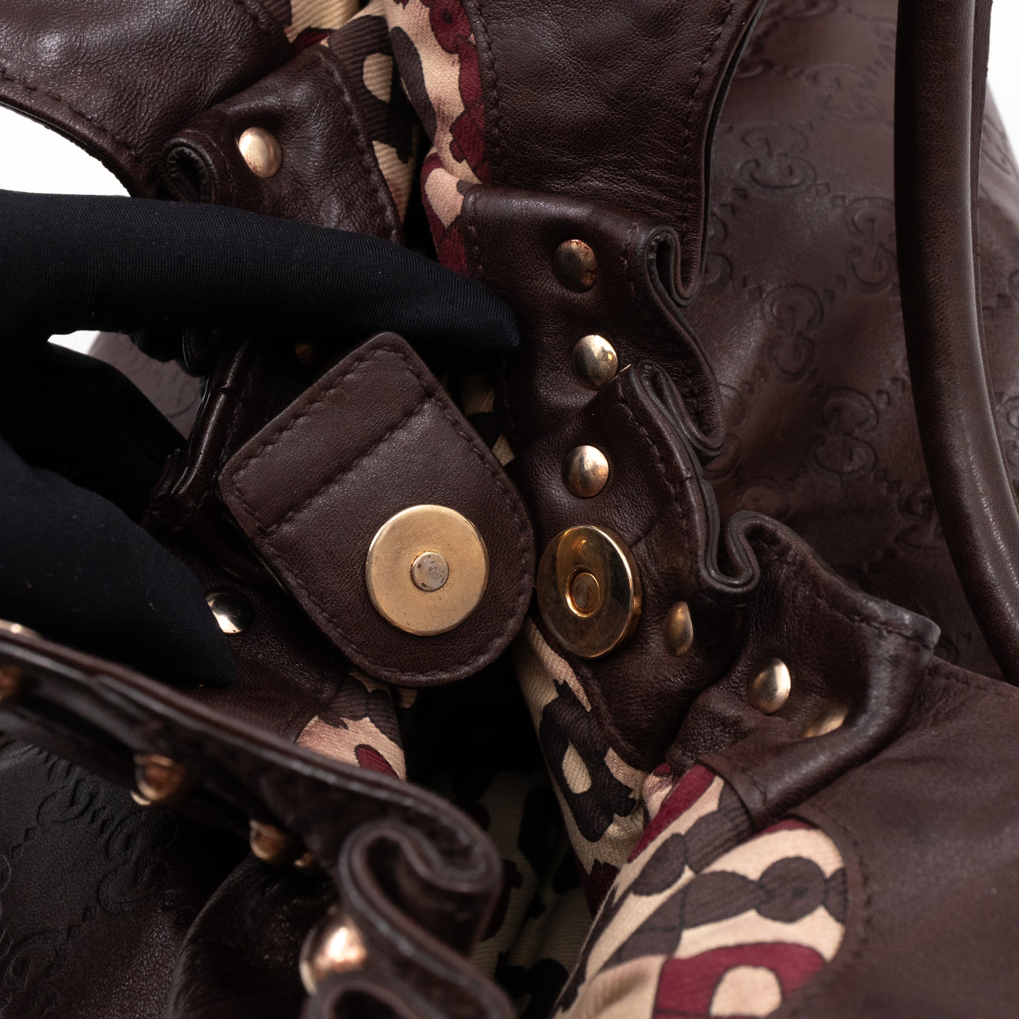 Studded Pelham Hobo Guccissima Leather Brown