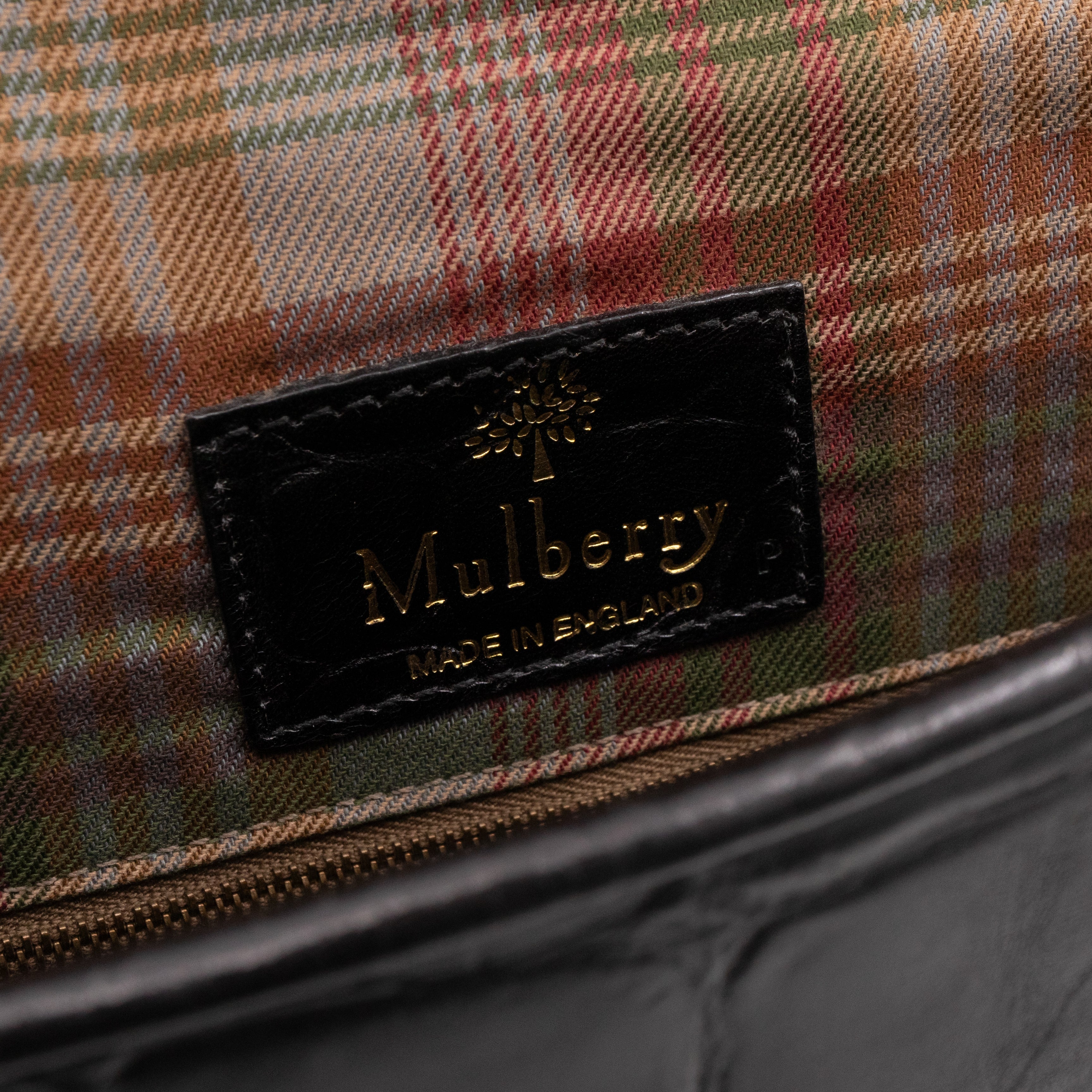 Vintage Crossbody Bag Black Croc Embossed Leather