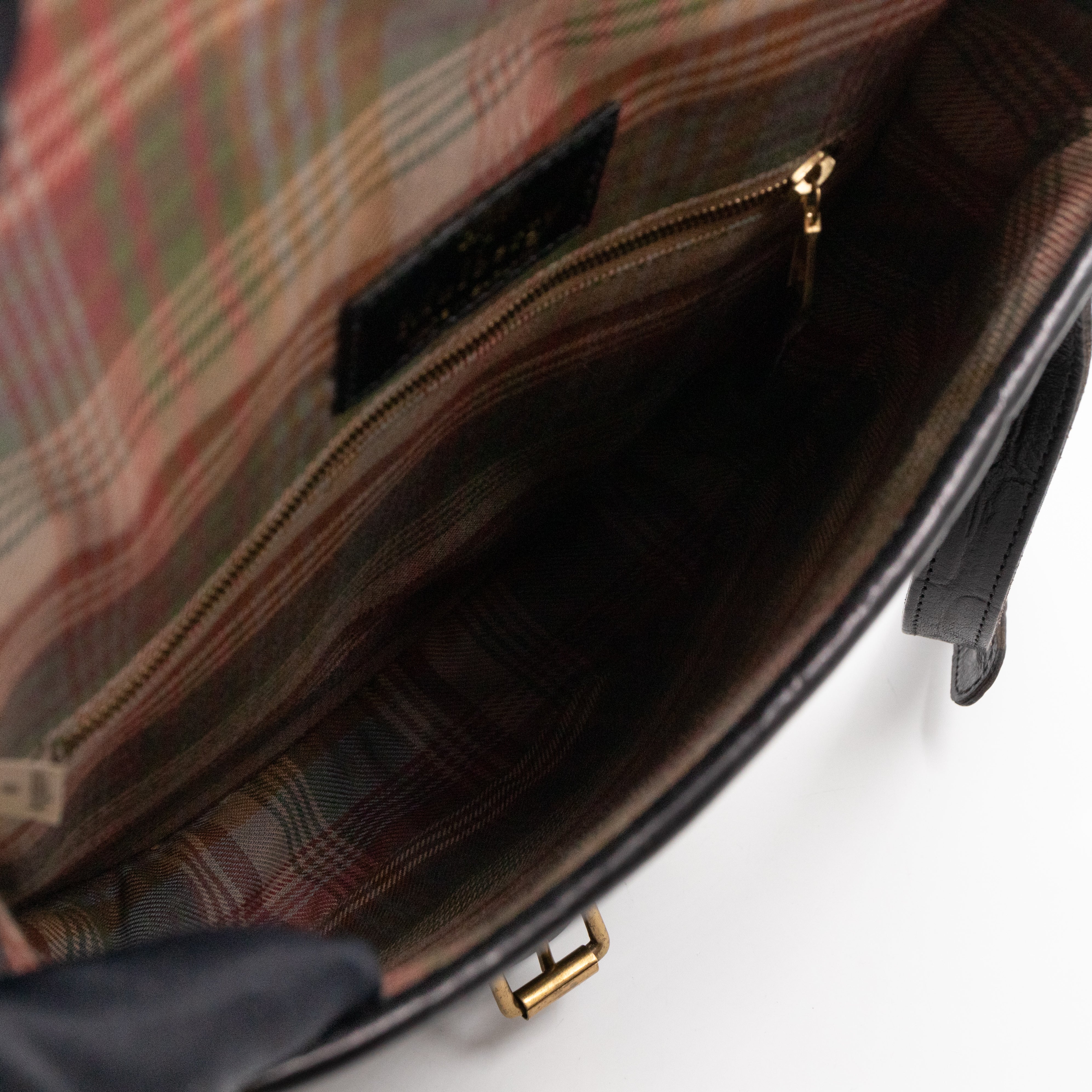 Vintage Crossbody Bag Black Croc Embossed Leather