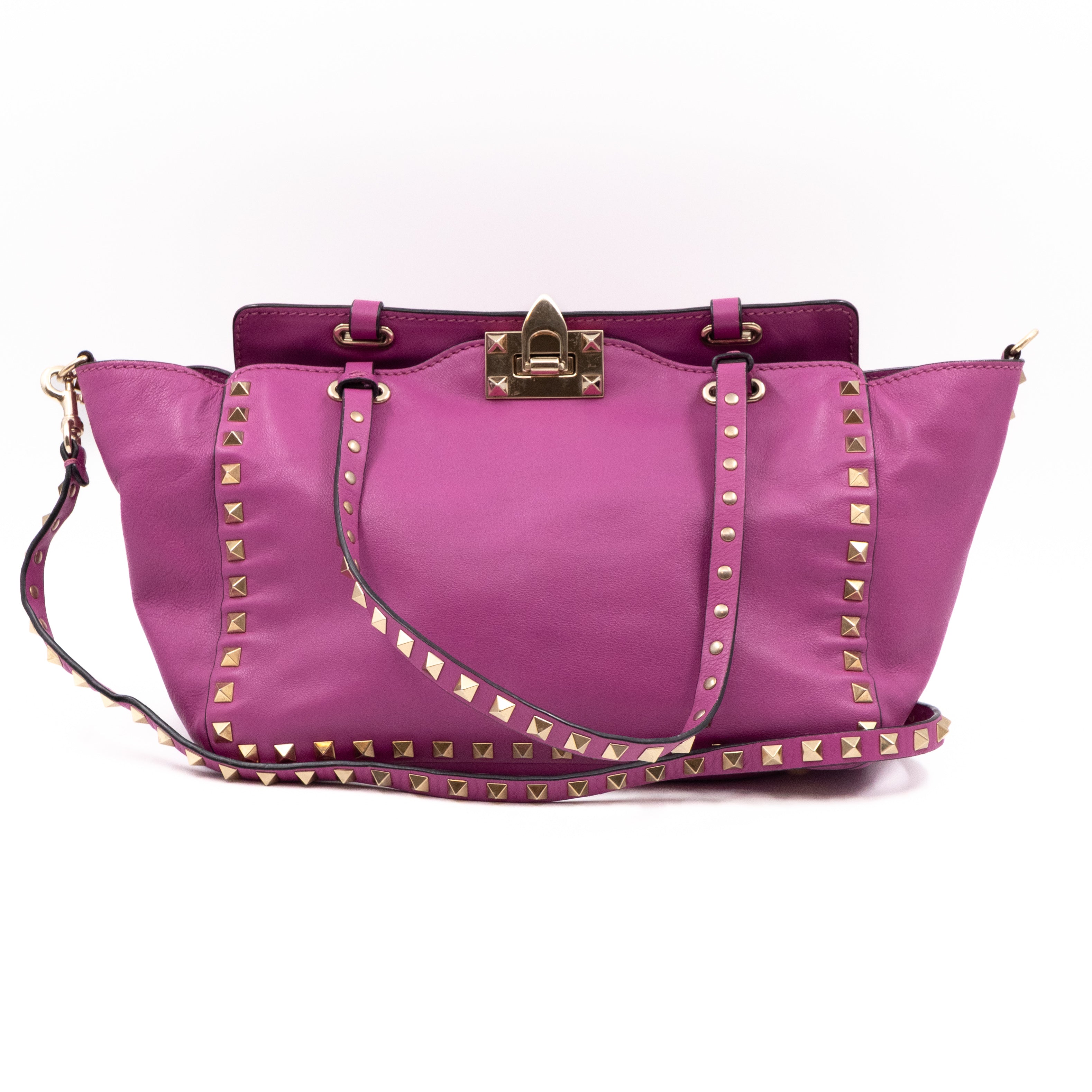 Rockstud Trapeze Tote Pink Leather