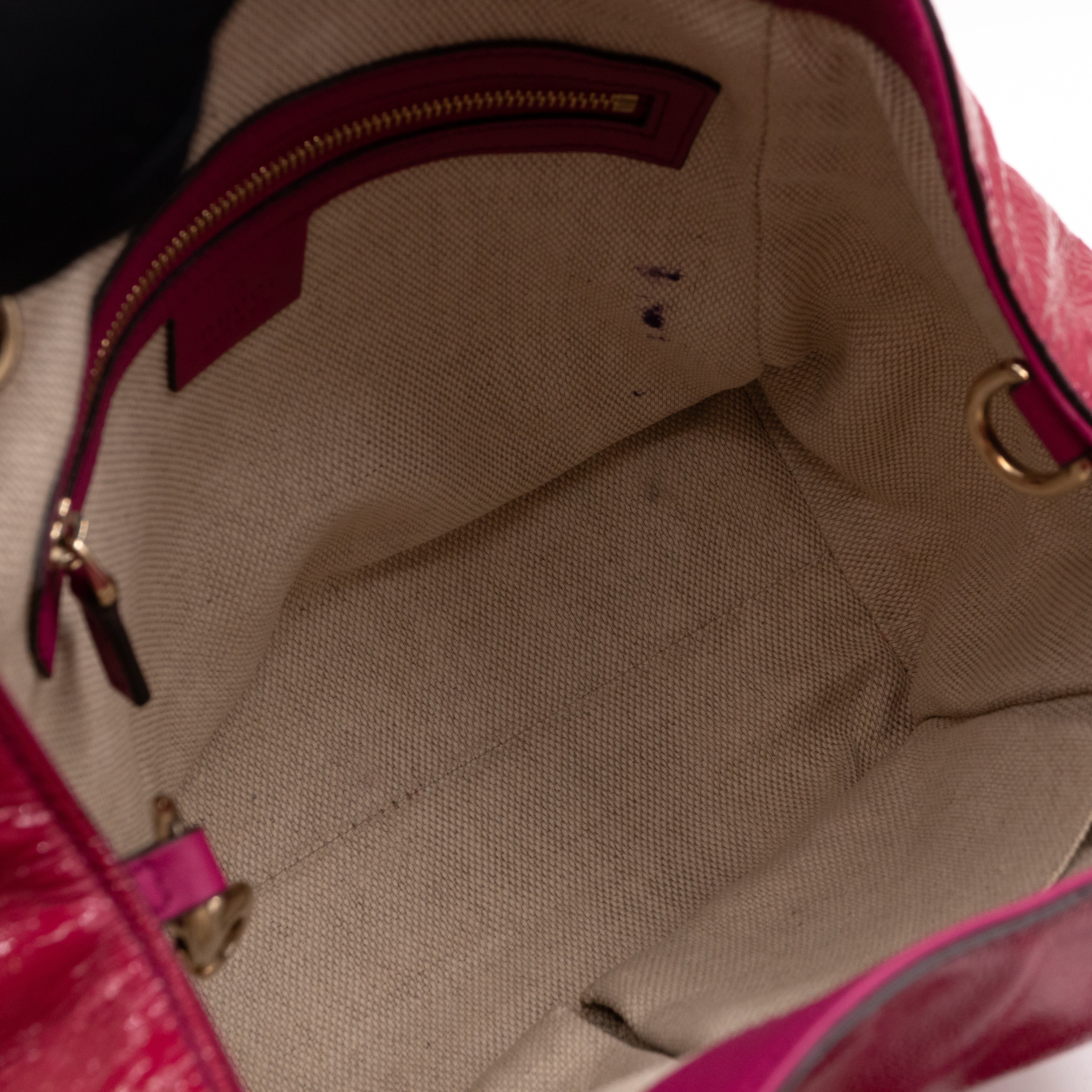 Soho Two Way Tote Crushed Patent Leather Fuchsia