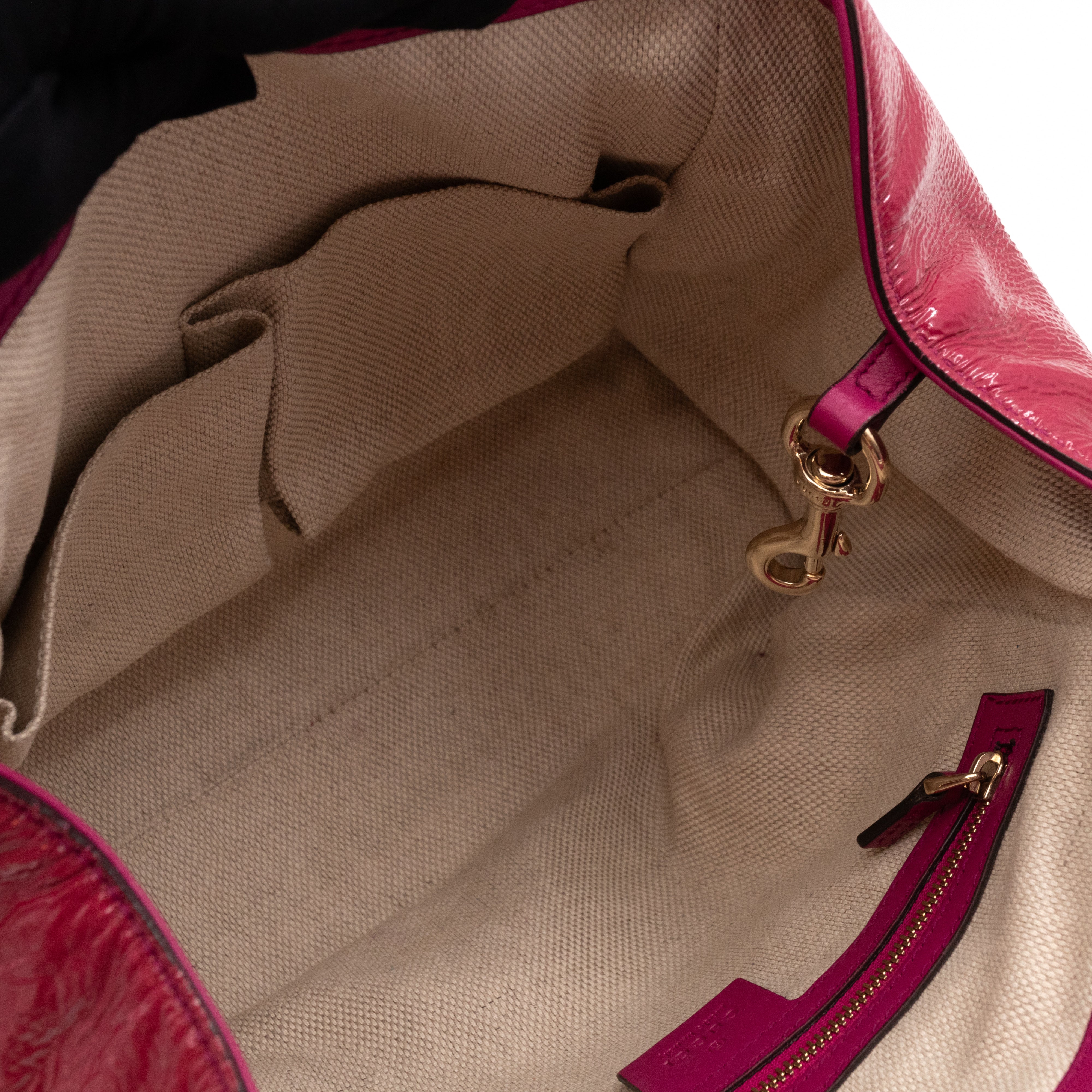 Soho Two Way Tote Crushed Patent Leather Fuchsia