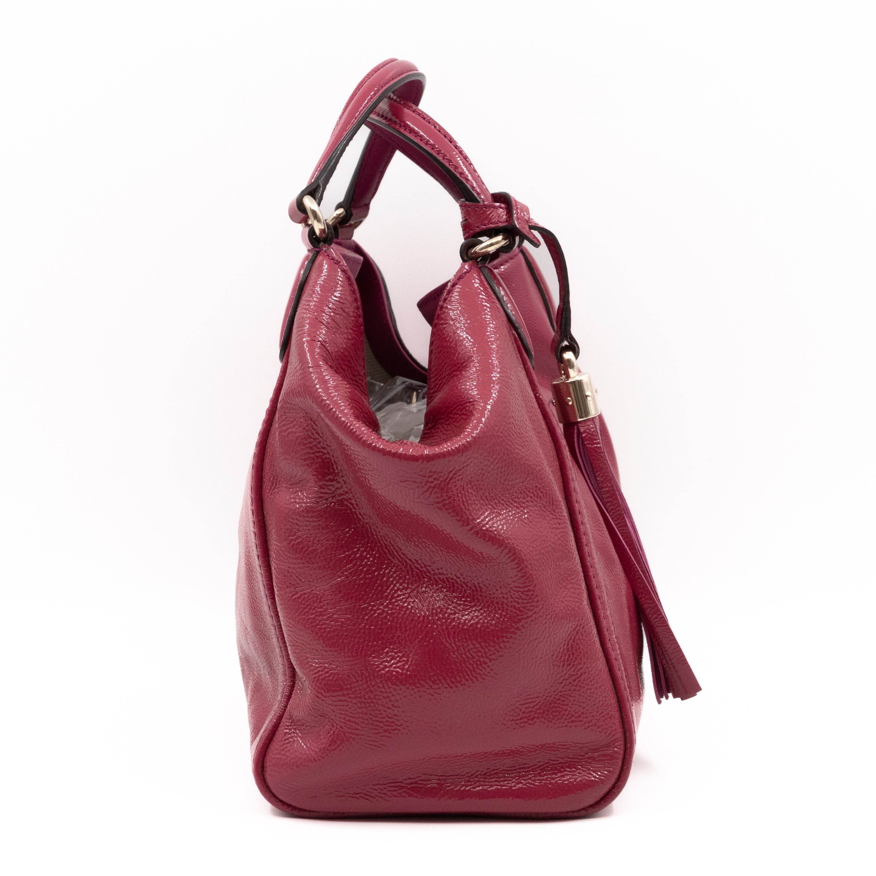 Soho Two Way Tote Crushed Patent Leather Fuchsia