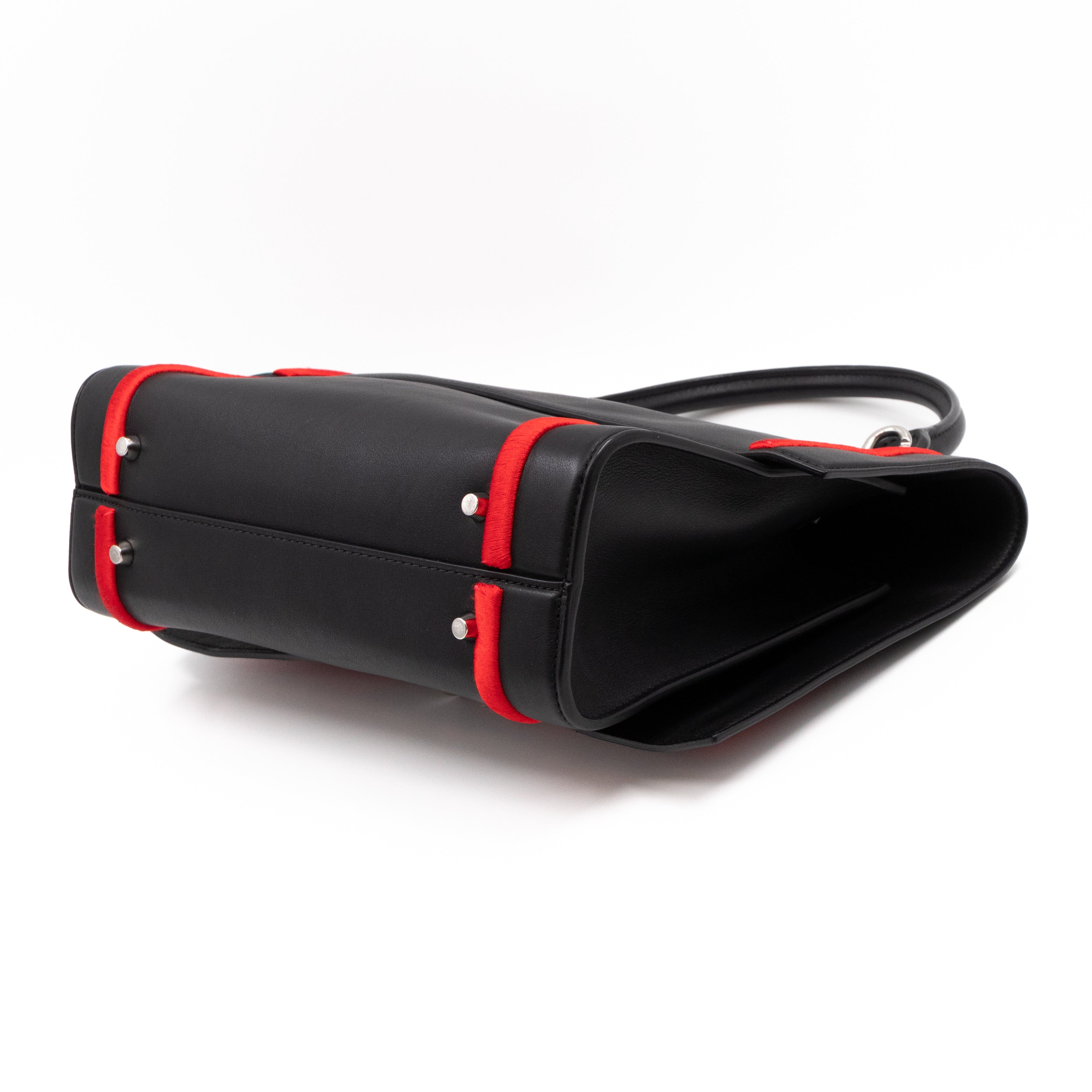 Shark Medium Bag Black Leather Red Frame