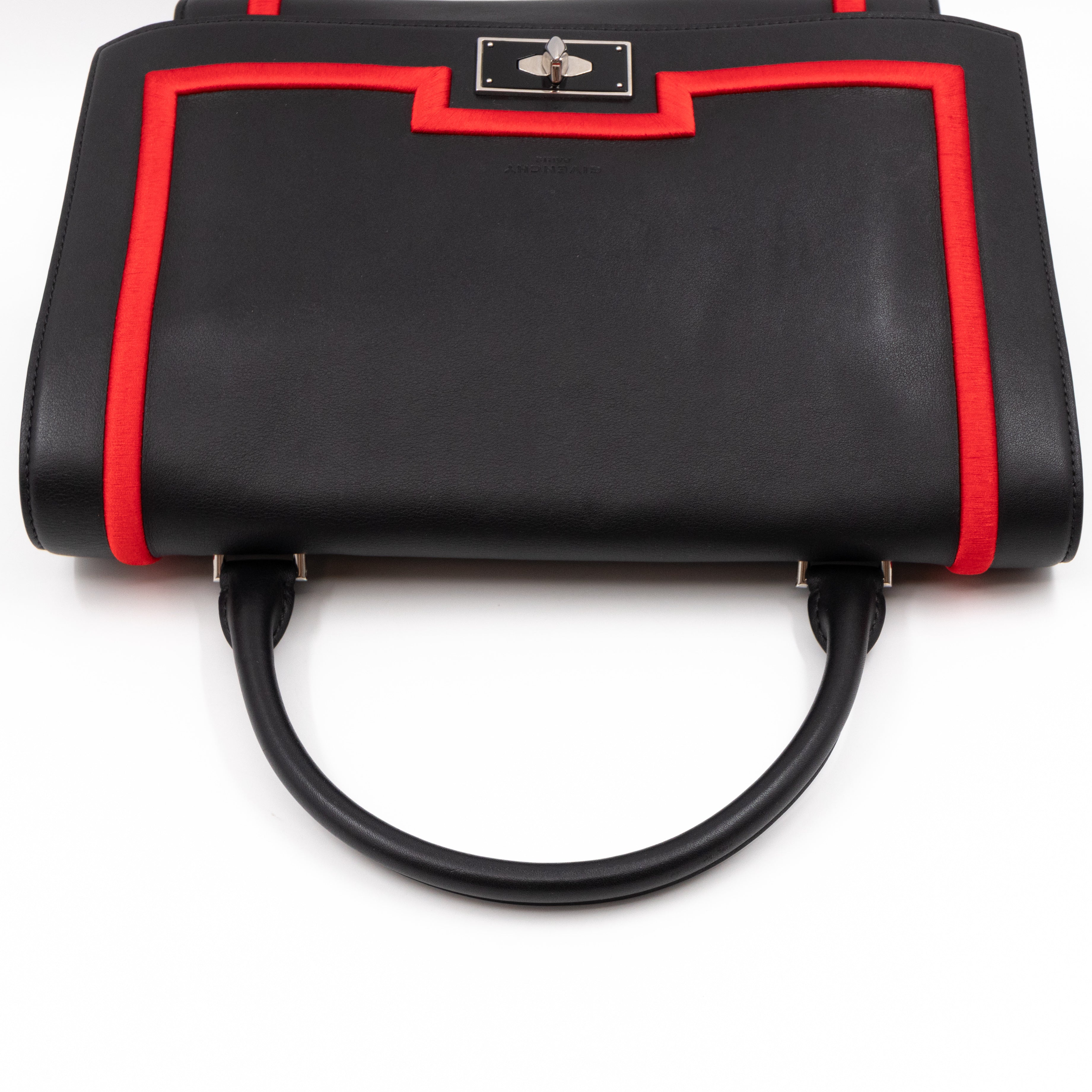 Shark Medium Bag Black Leather Red Frame