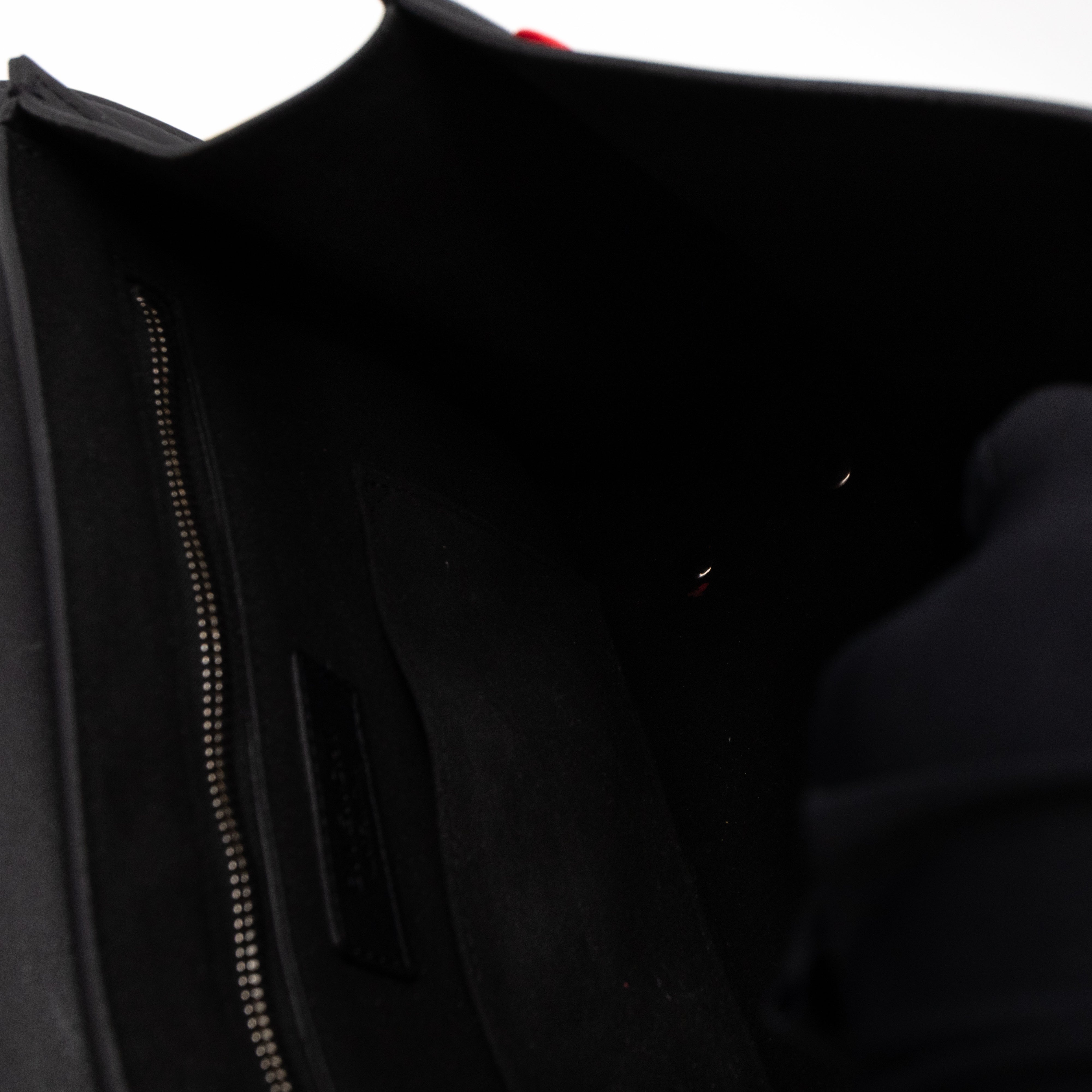 Shark Medium Bag Black Leather Red Frame