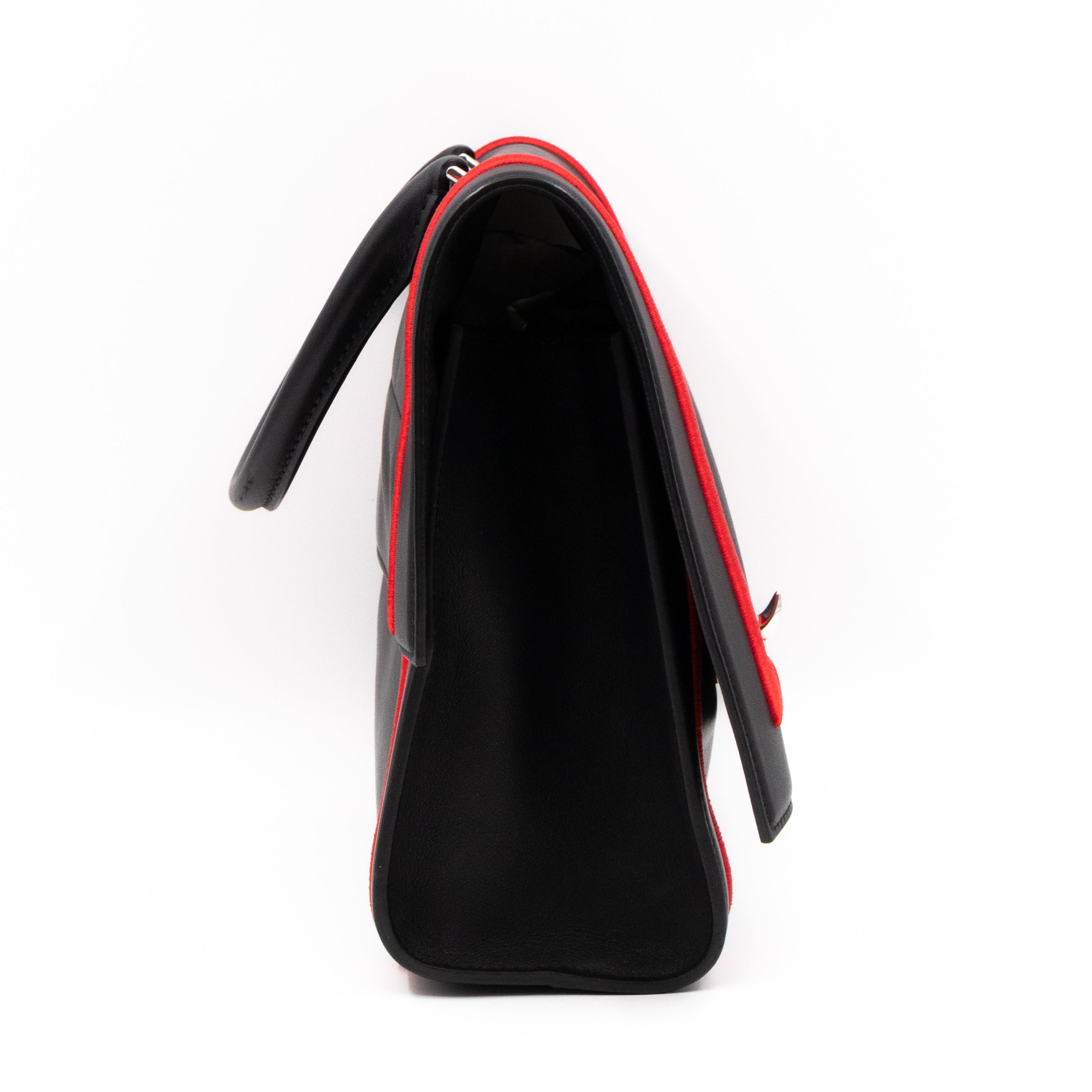 Shark Medium Bag Black Leather Red Frame