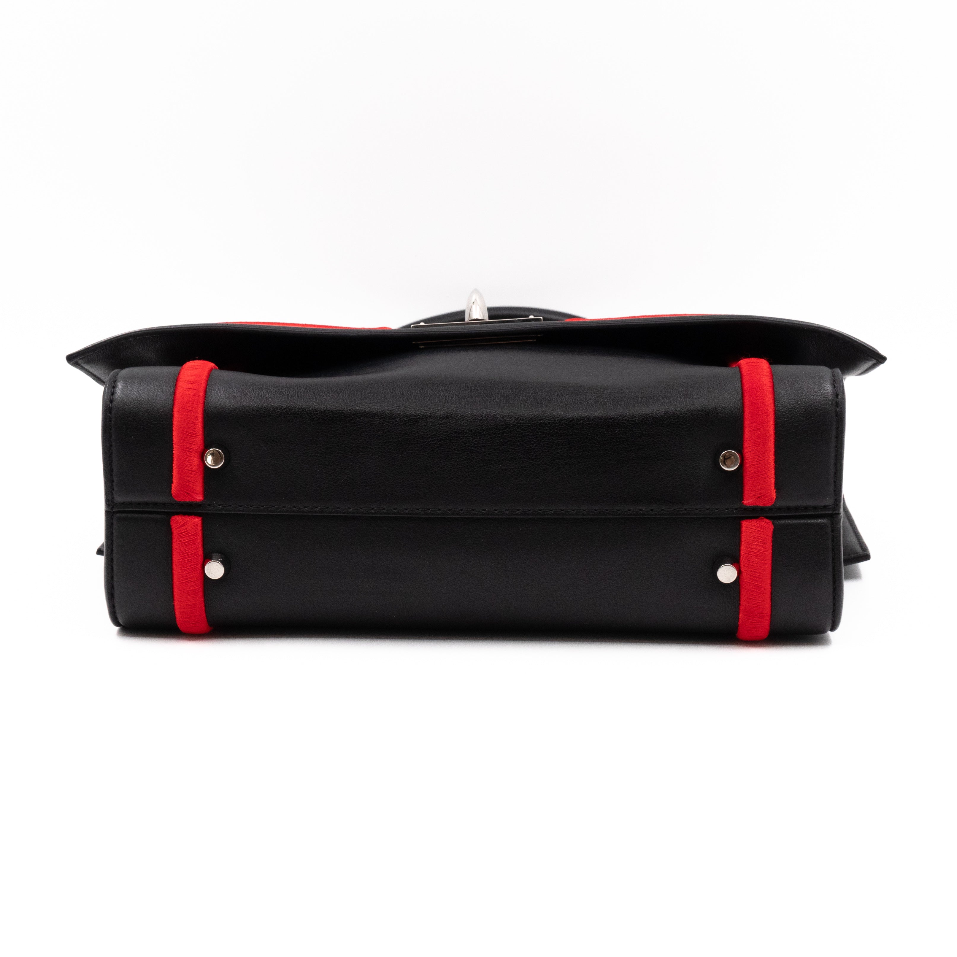 Shark Medium Bag Black Leather Red Frame