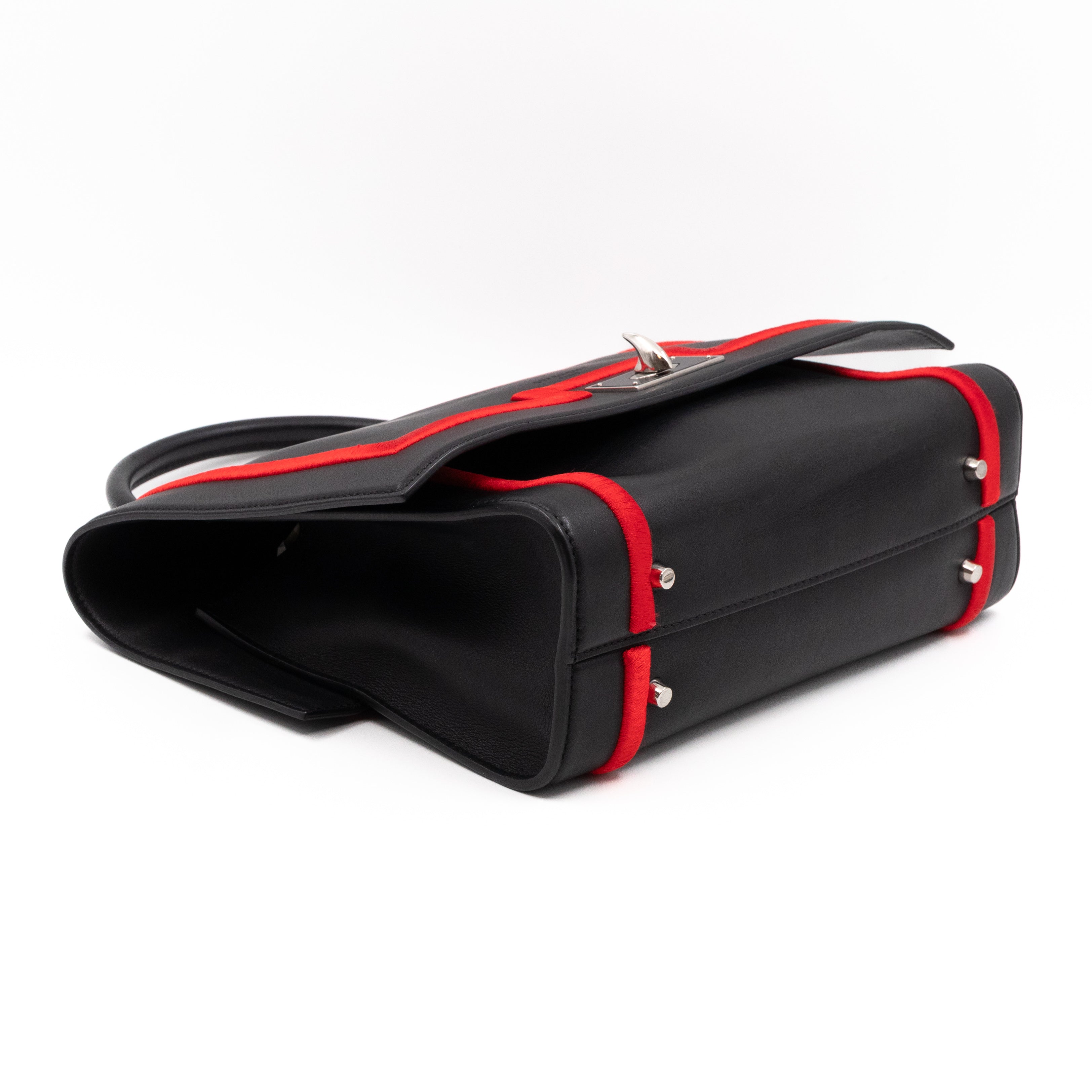 Shark Medium Bag Black Leather Red Frame
