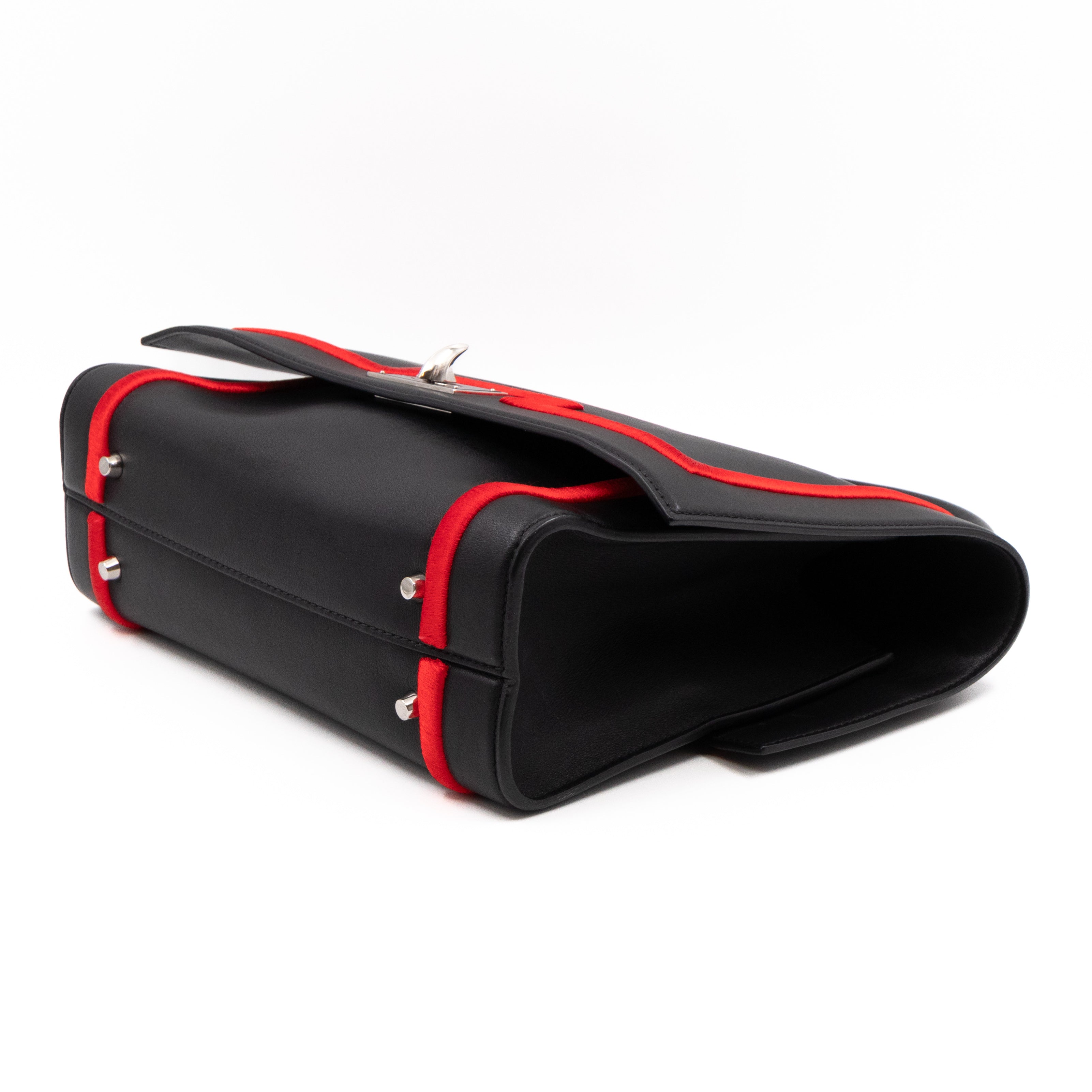 Shark Medium Bag Black Leather Red Frame
