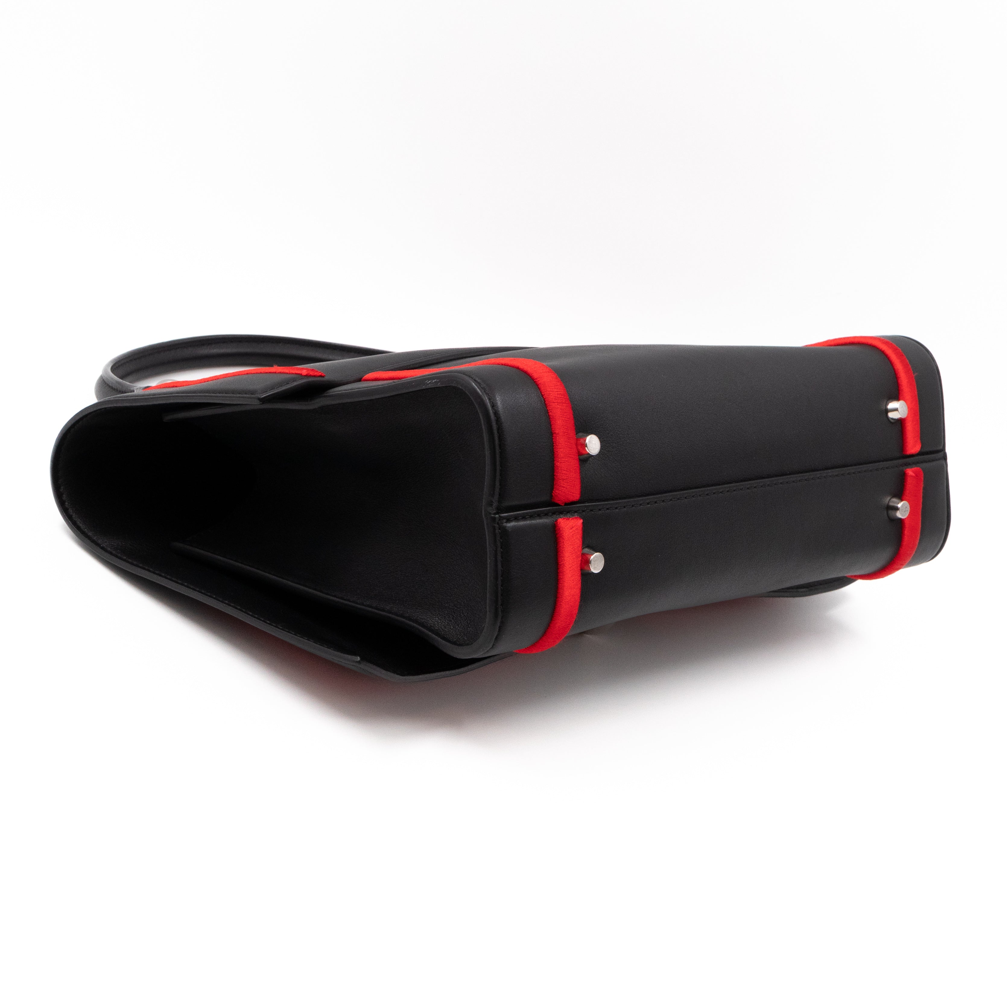 Shark Medium Bag Black Leather Red Frame