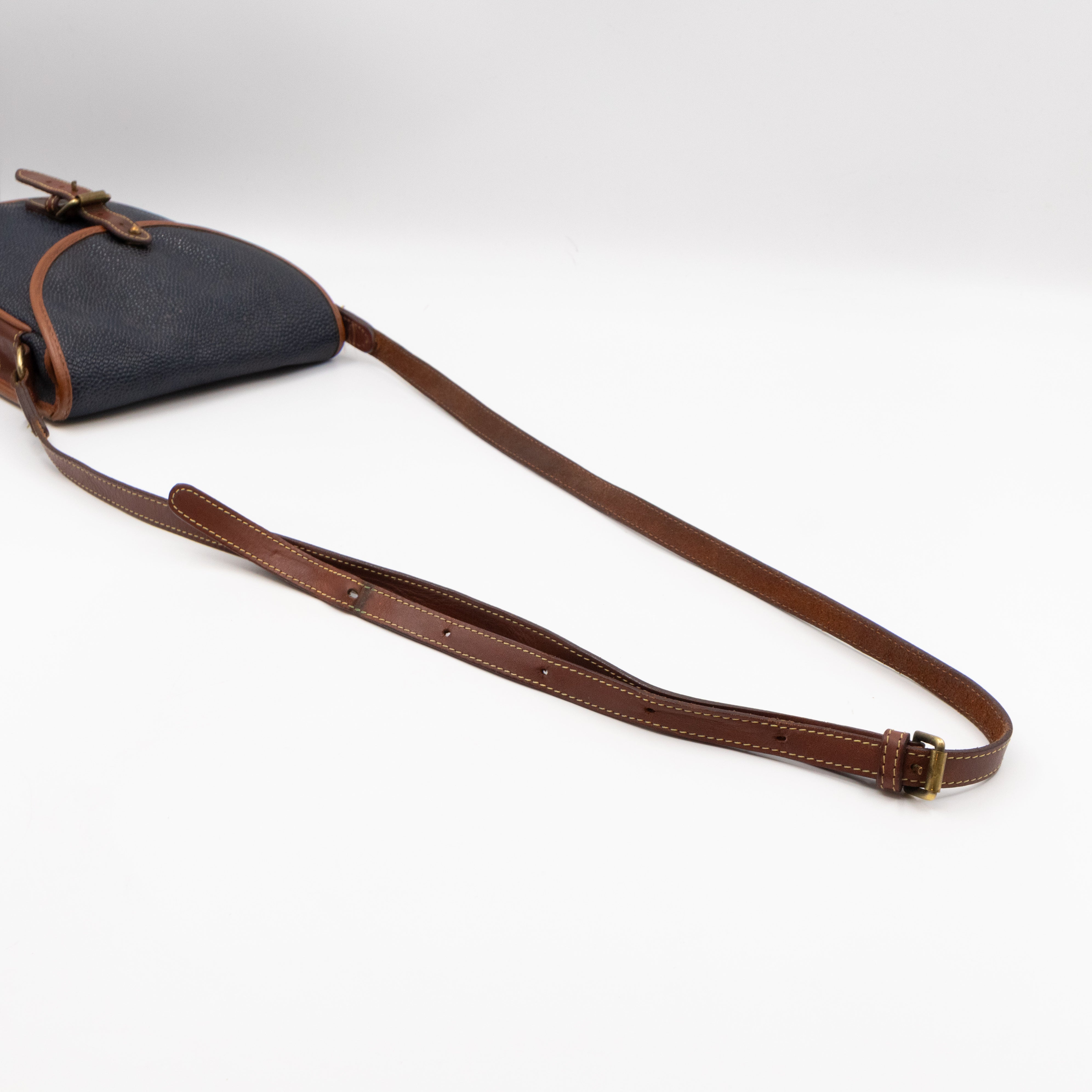 Vintage Crossbody Bag Blue Leather